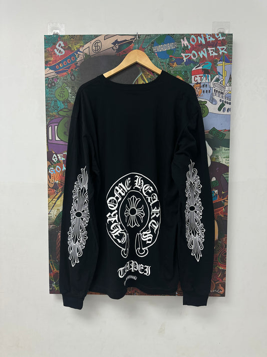 Chrome Hearts LS Black Floral Horseshoe Taipei New XXL
