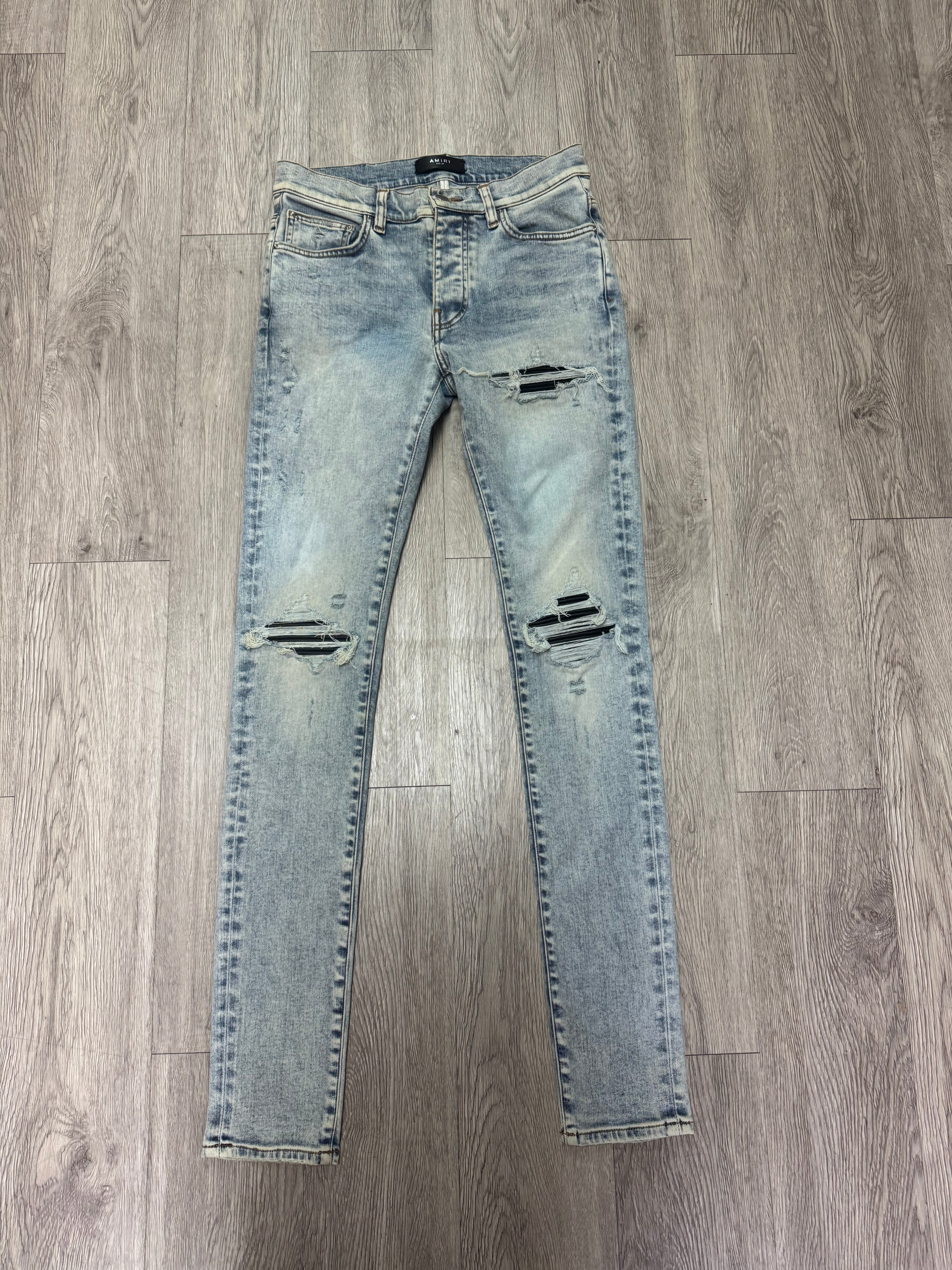 Amiri MX1 Stone Wash Black Patch Jeans