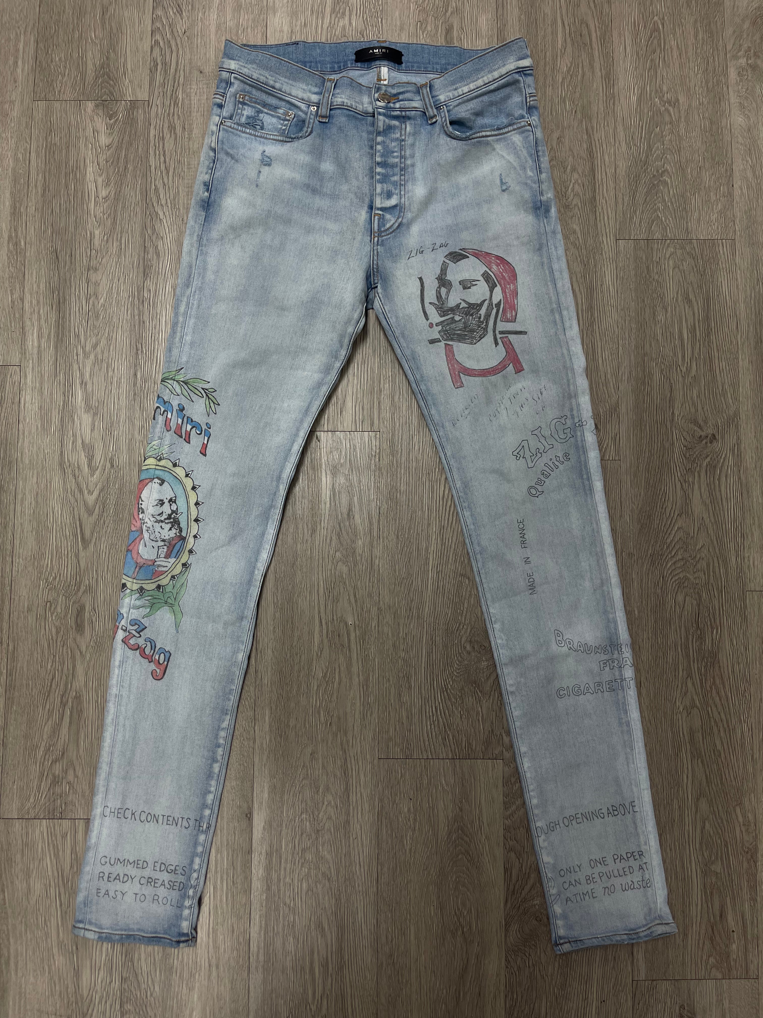 Amiri Light Wash Zig Zag Jeans
