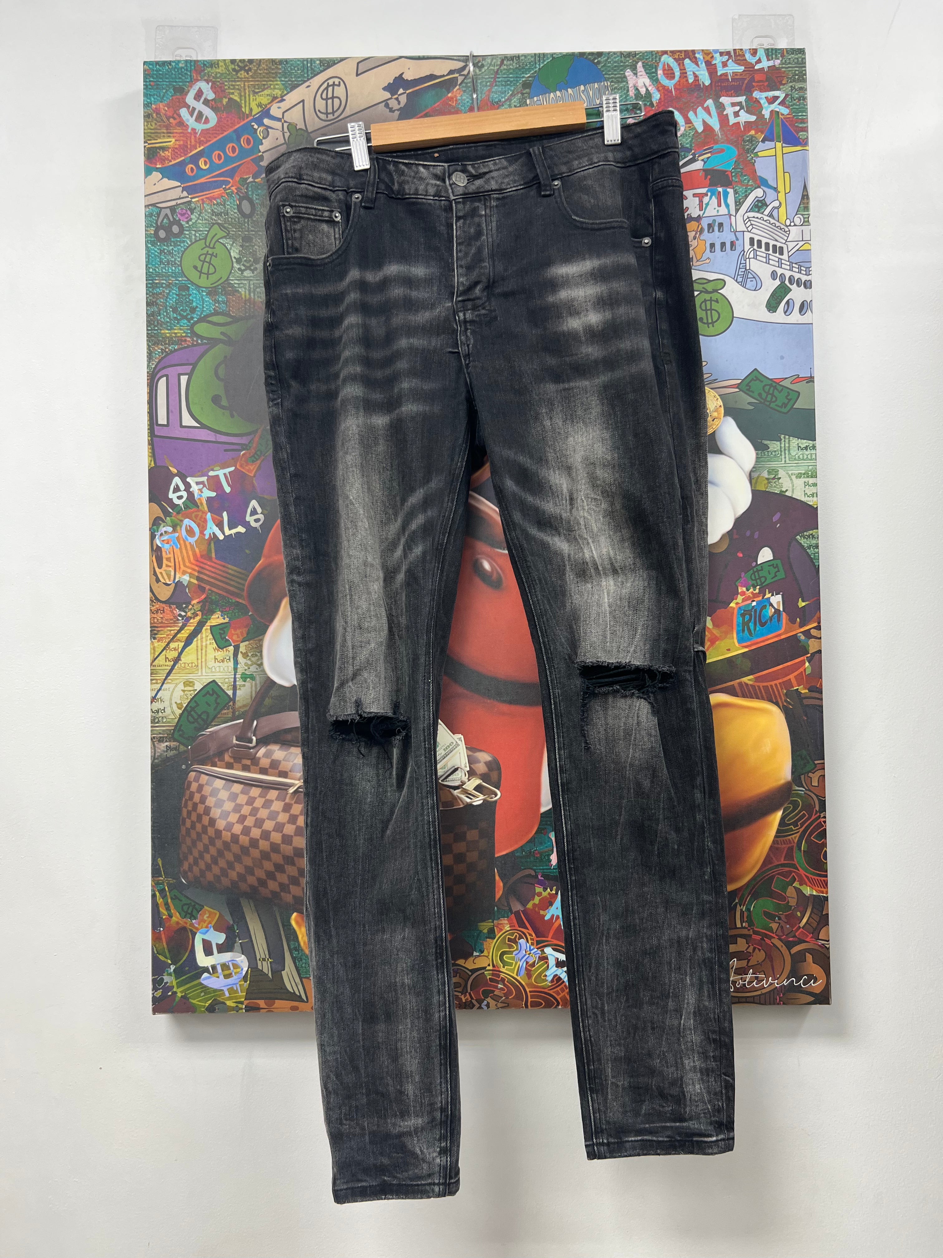 Ksubi Black Wash Knee Ripped Jeans