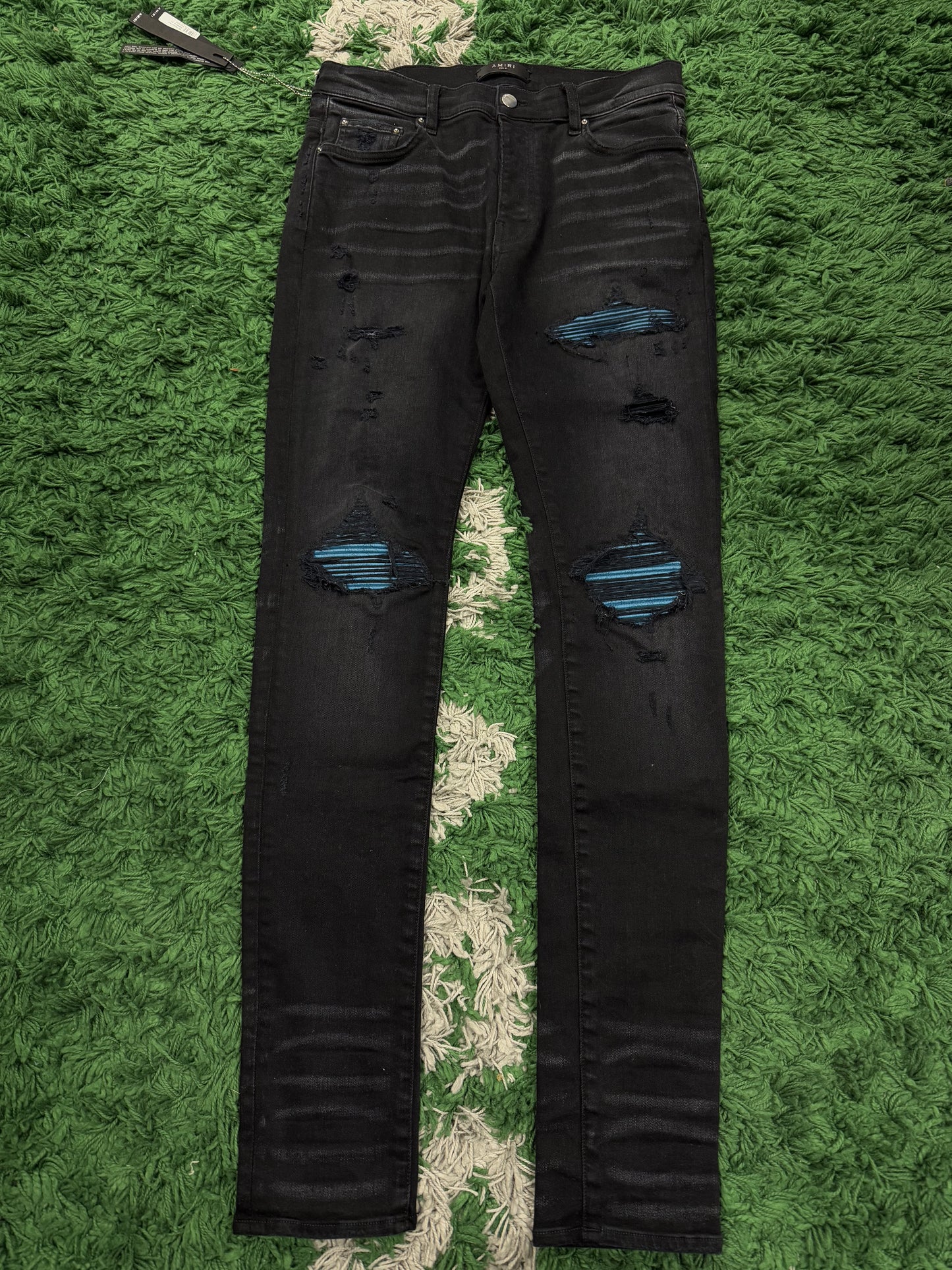 Amiri MX1 Black Blue Crackle Patch Like New 31 With Tags