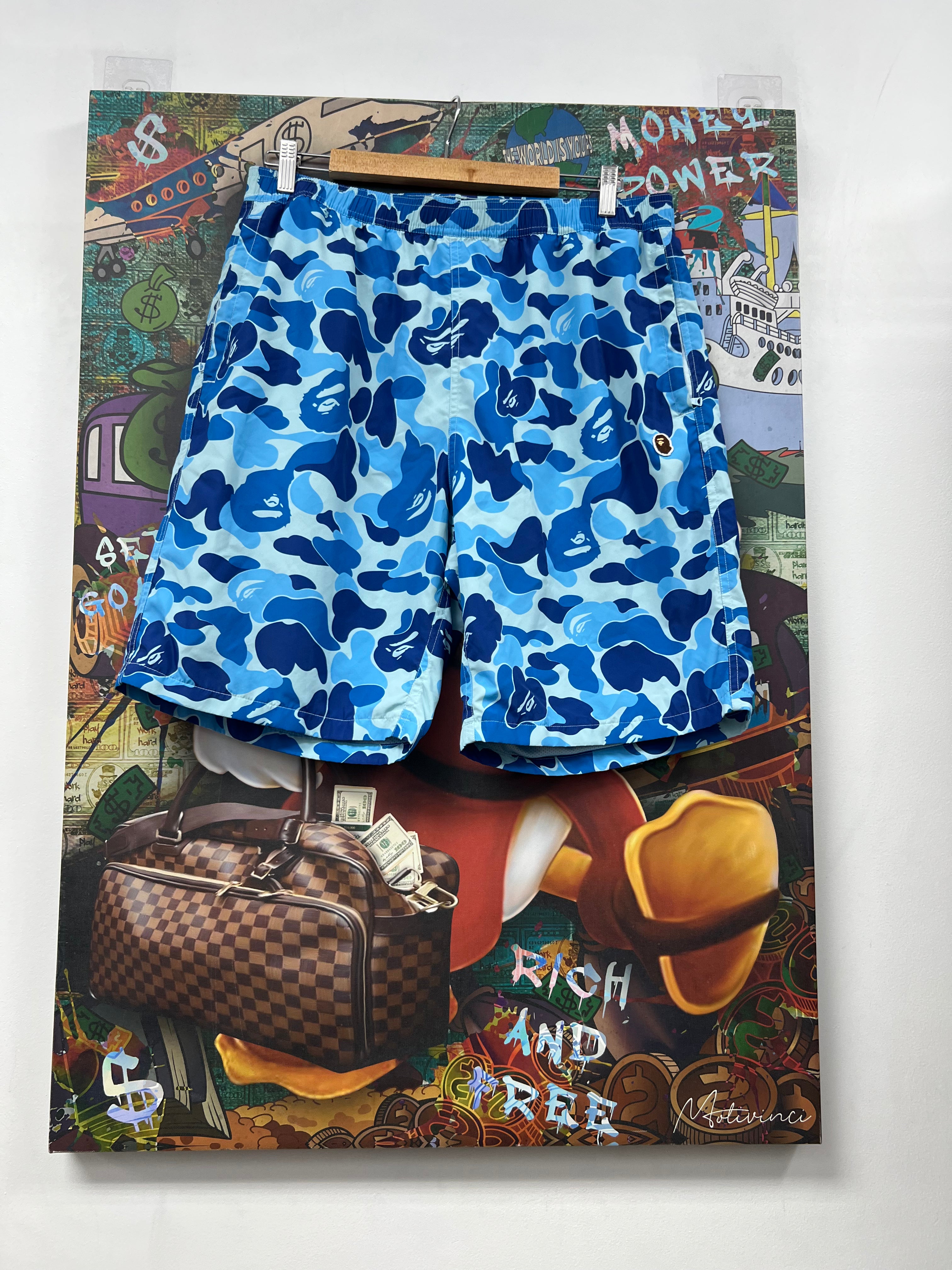 Bape Baby Blue Camo Swim Trunks