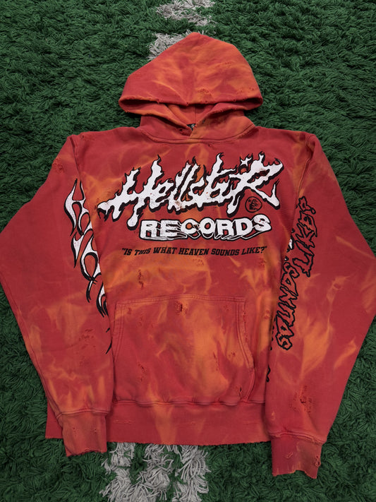 Hellstar Records Distressed Hoodie New Large In Plastic