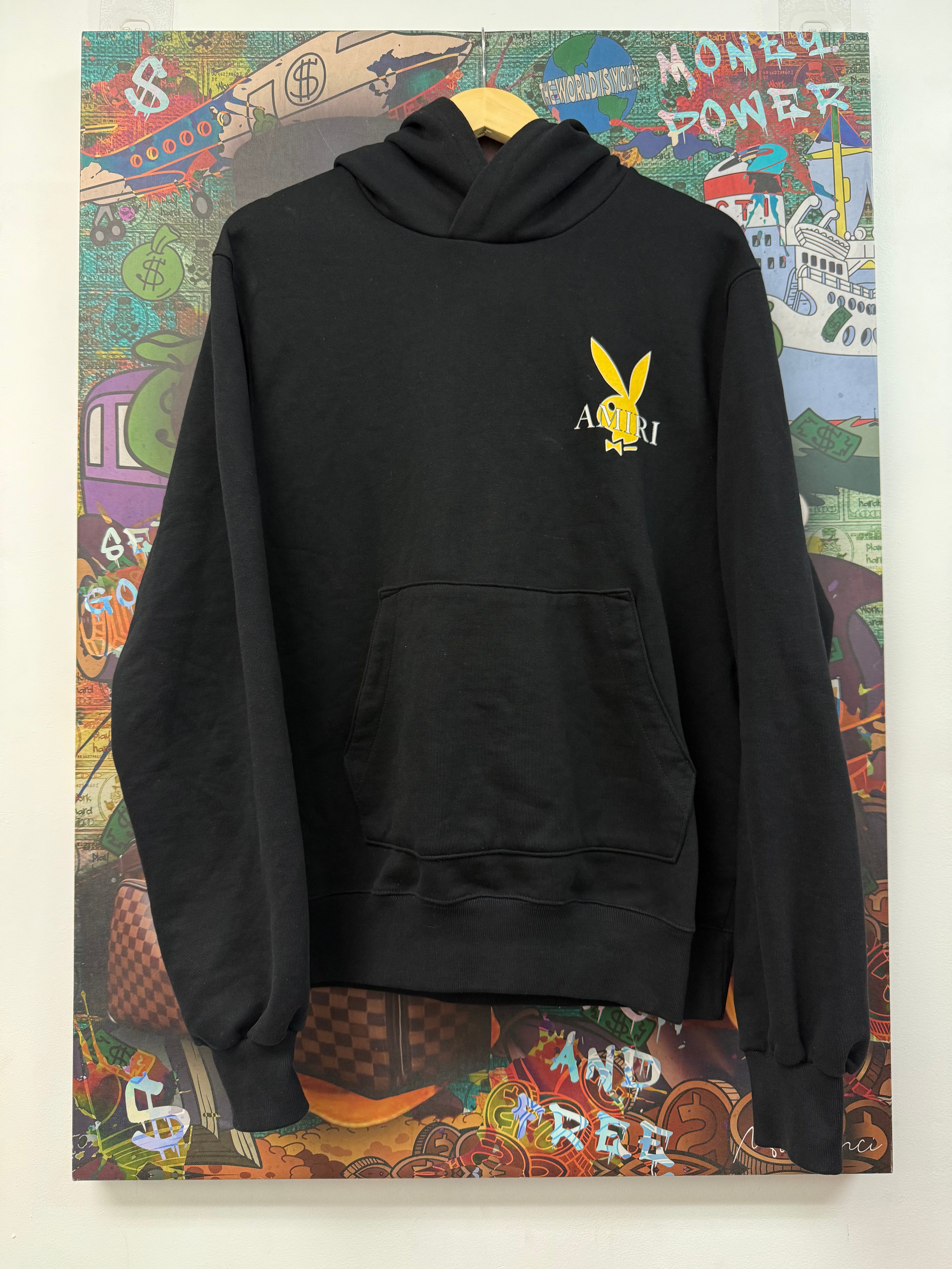 Amiri Black Playboy Yellow Hoodie