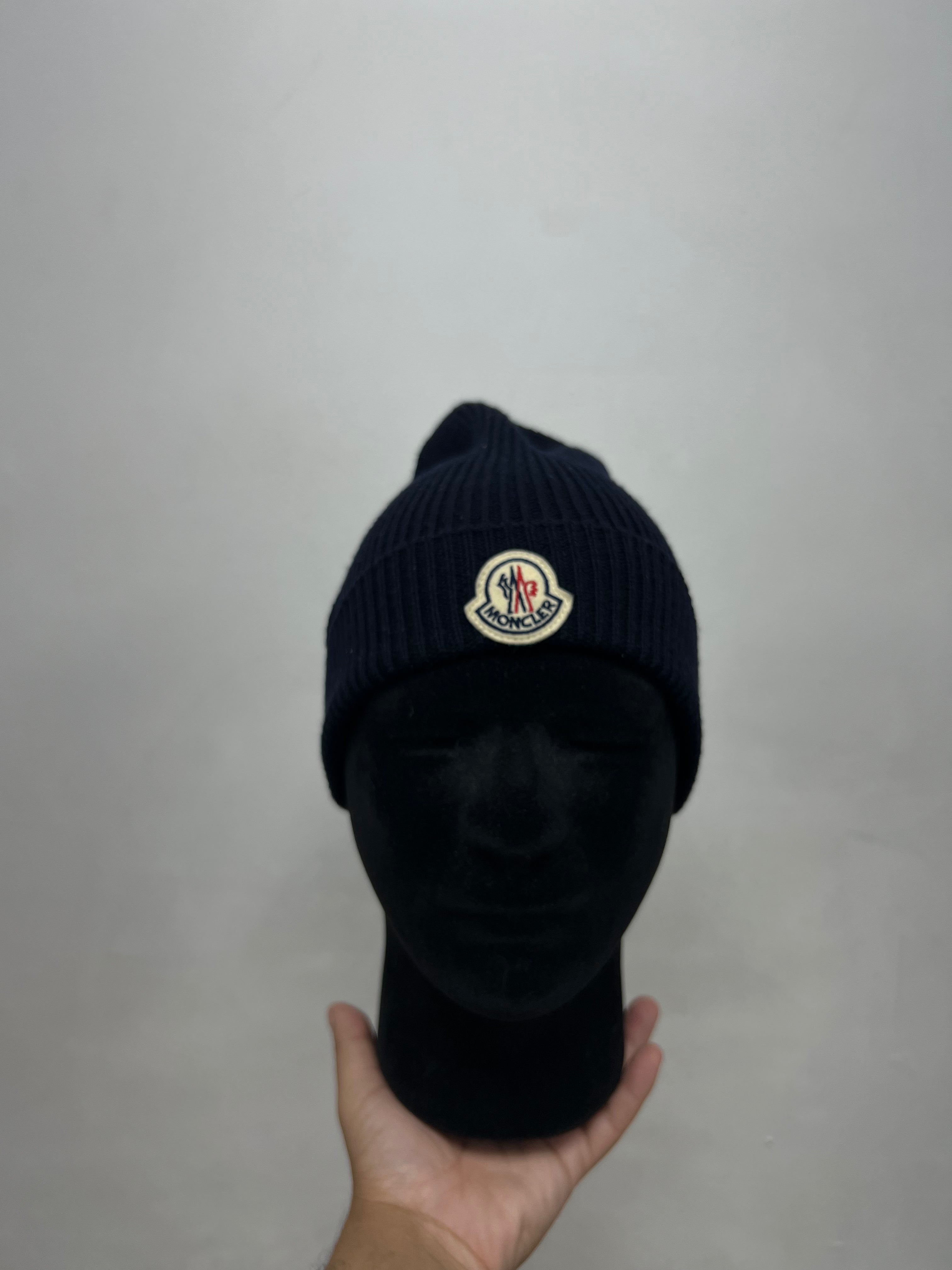 Moncler Navy Logo Beanie