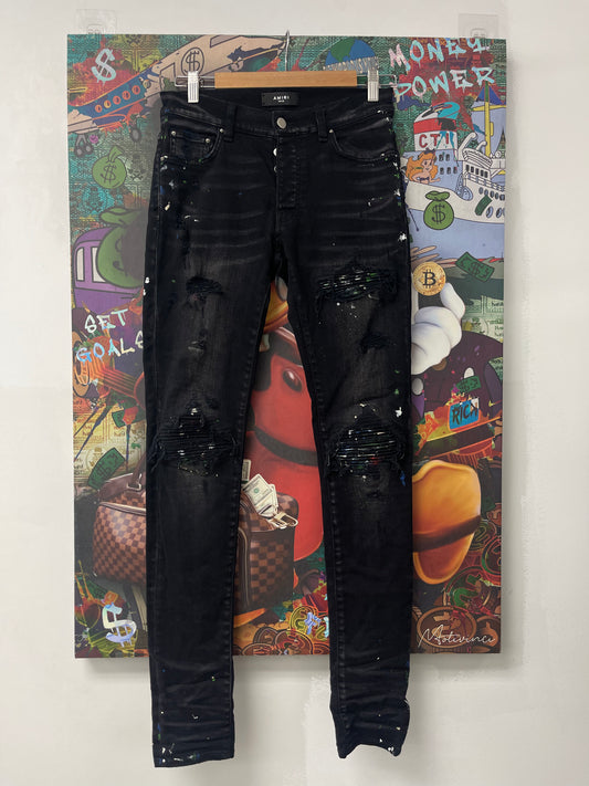 Amiri MX1 Black Paint Splatter Used 28 N/A