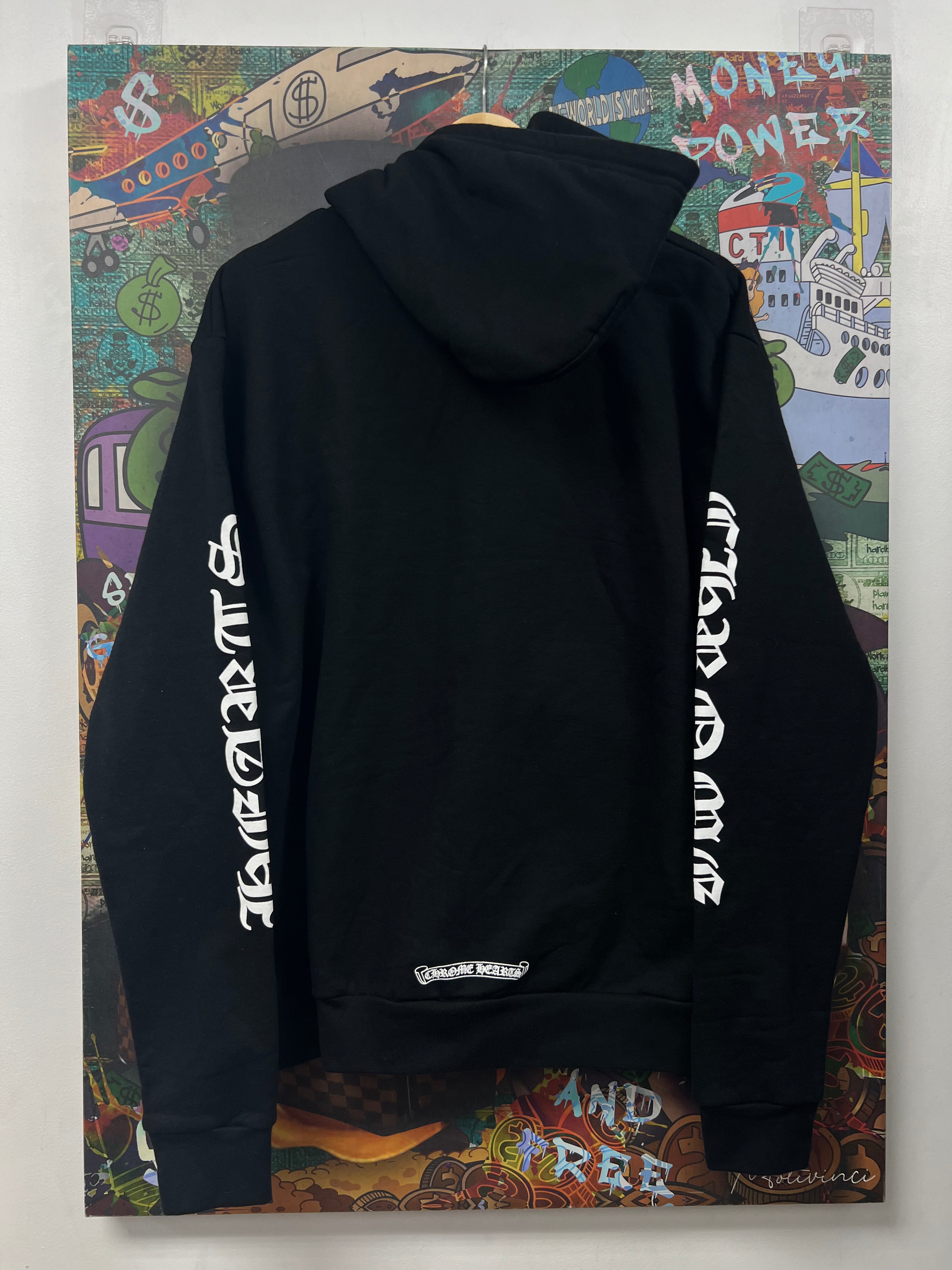 Chrome Hearts Black White Vertical Logo Zip Up