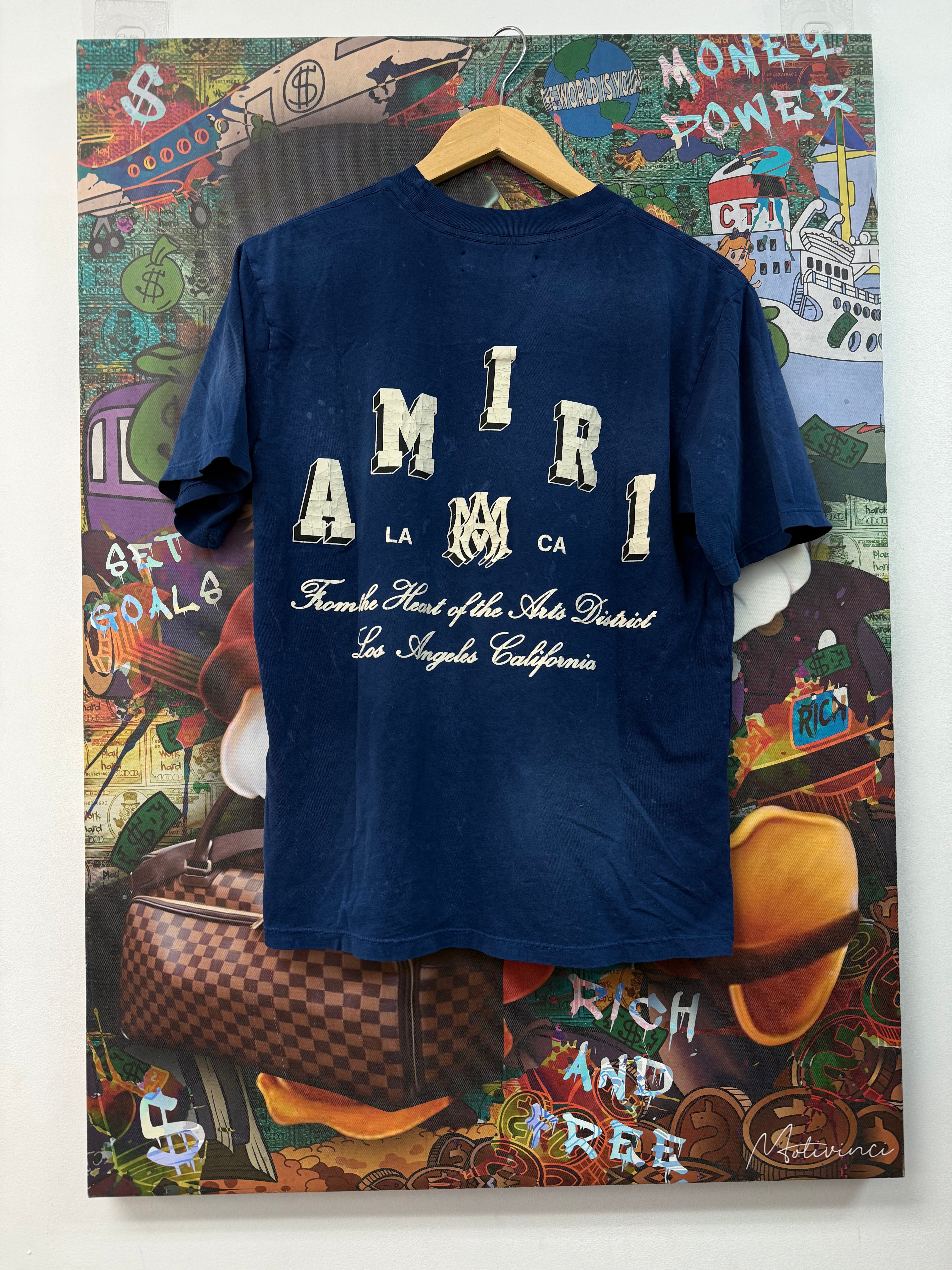 Amiri Vintage Navy Collegiate Tee