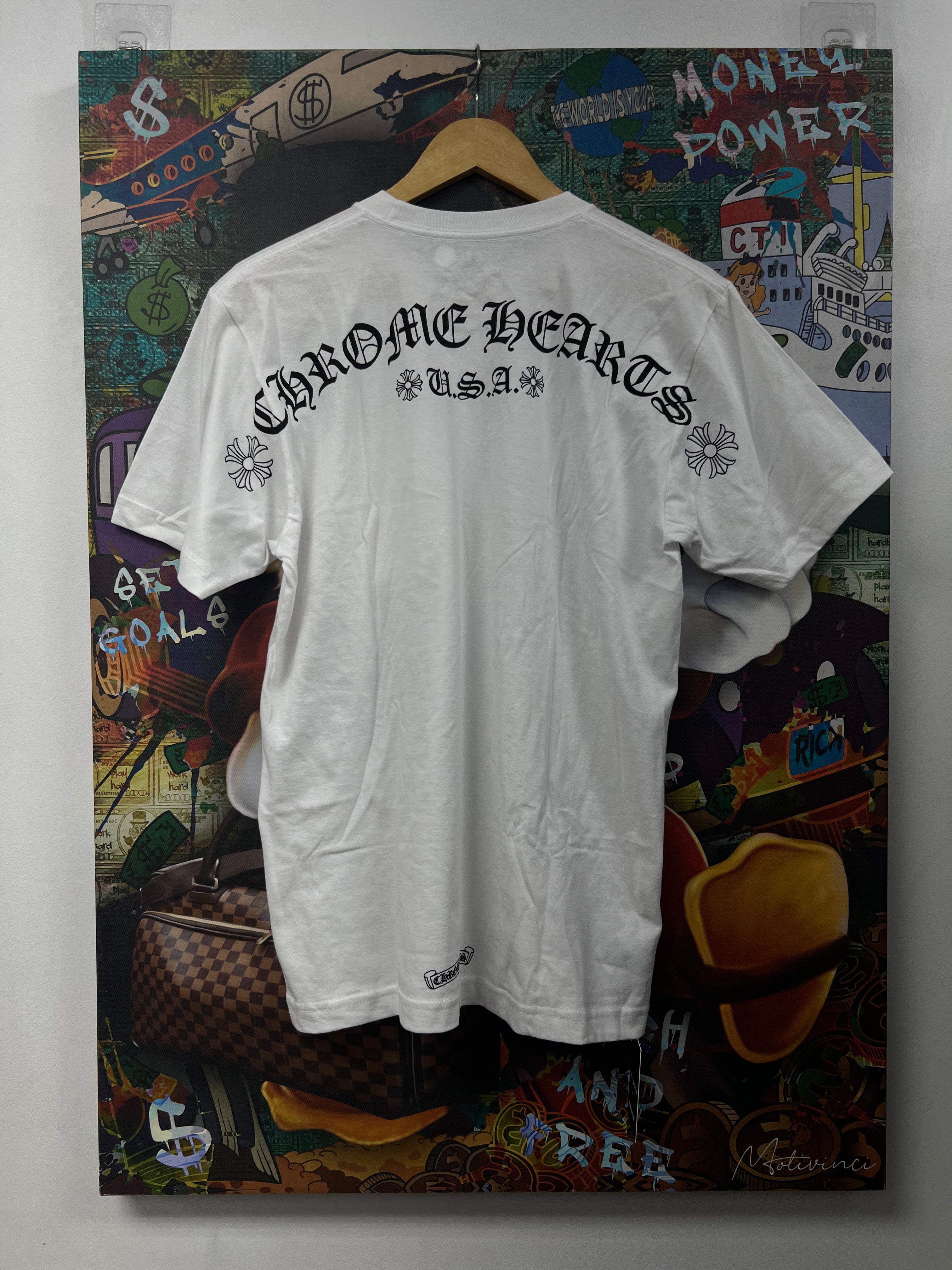 Chrome Hearts White Black Shoulder Logo Tee