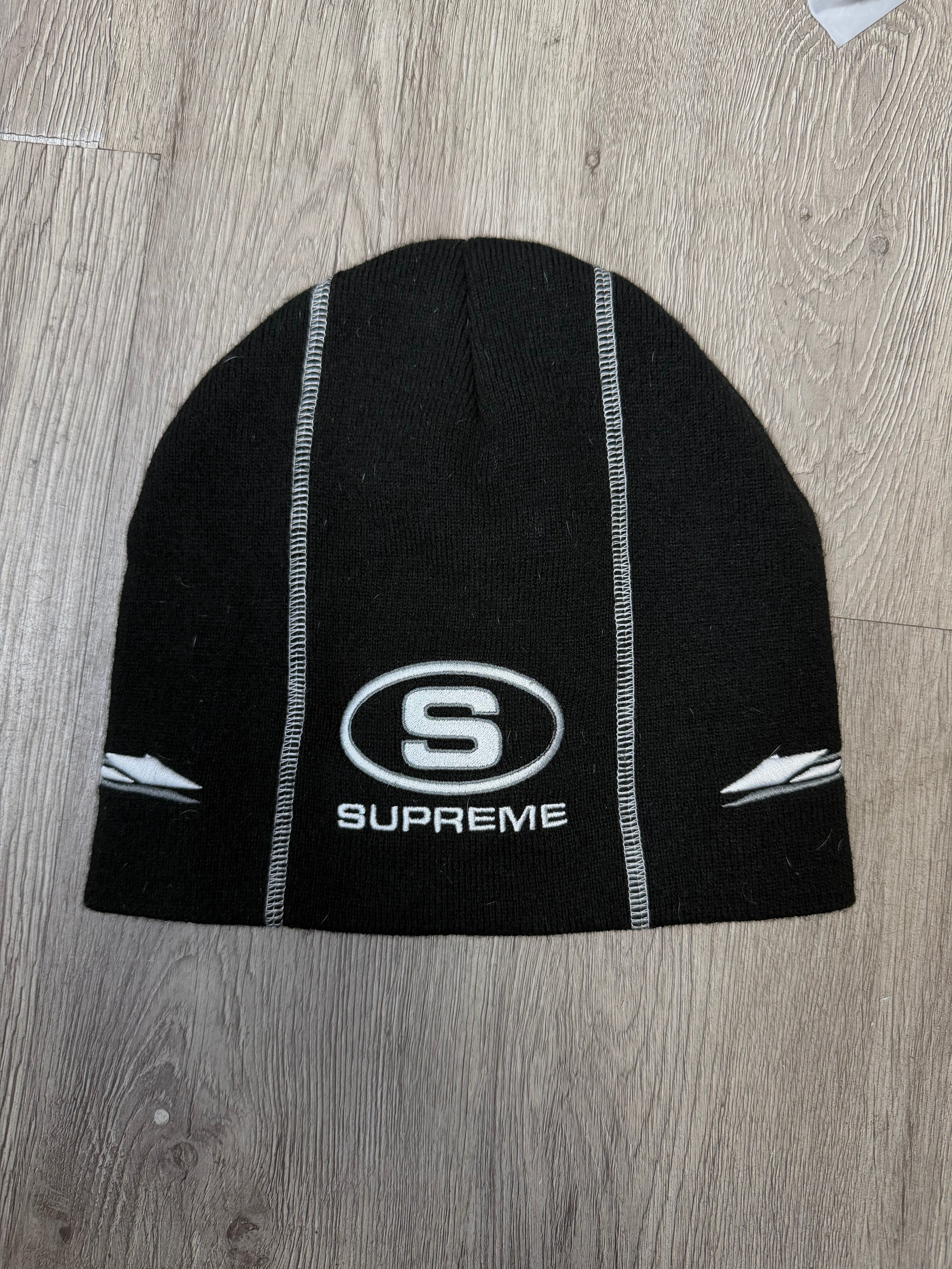 Supreme Black Embroidered Beanie