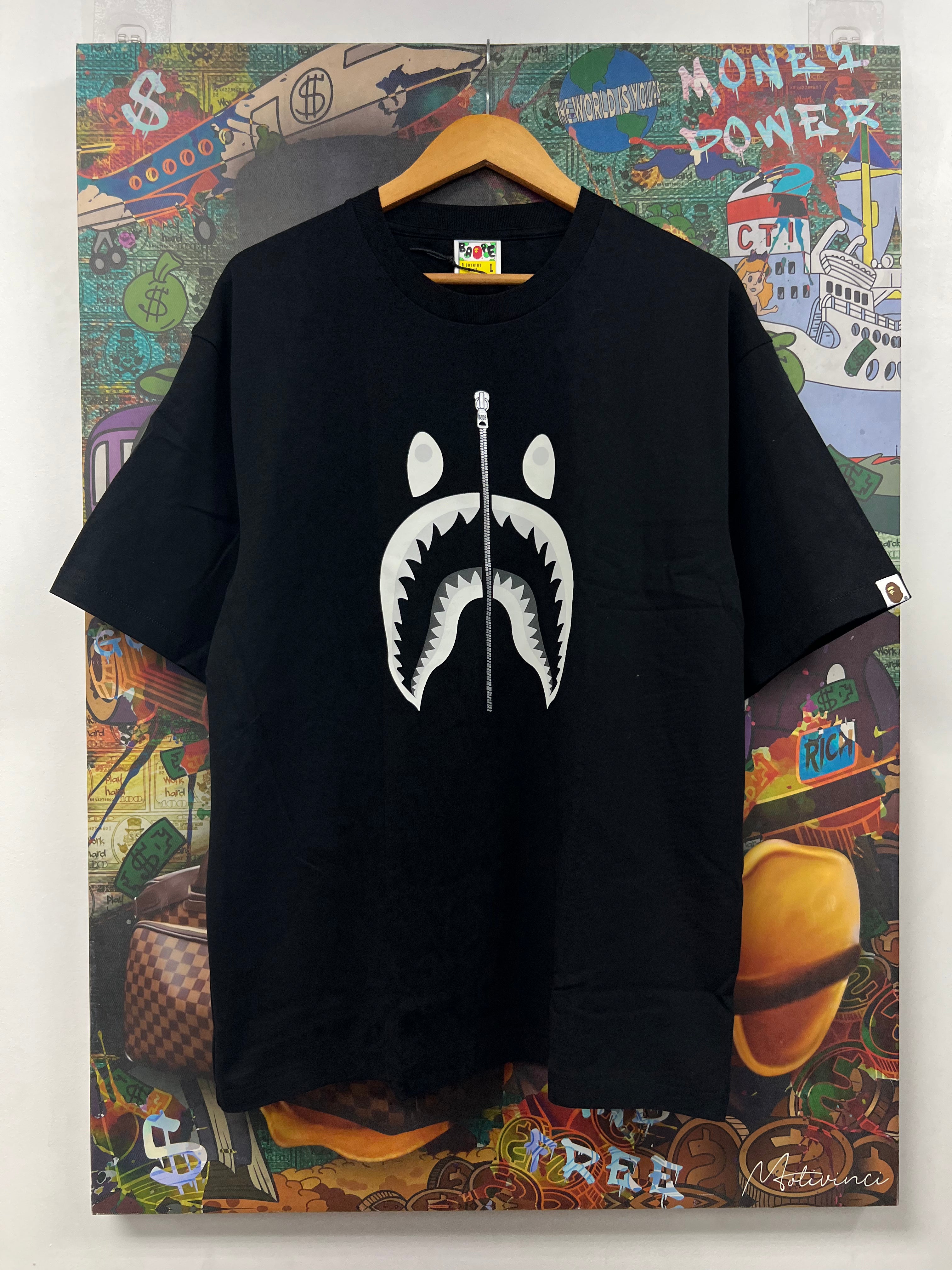 Bape Black Silver Shark Tee
