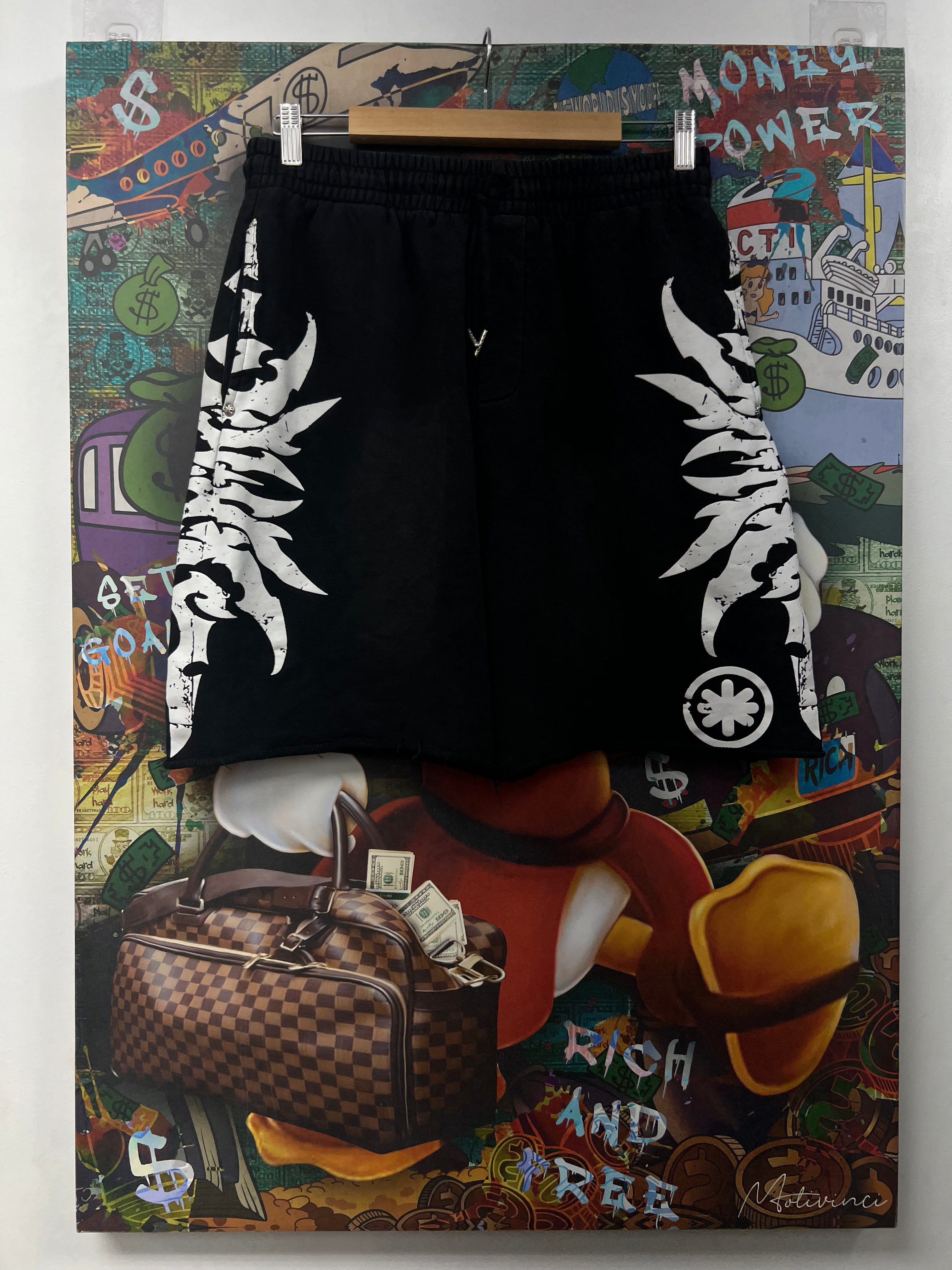 LOST SHDWS Black Grunge Shorts
