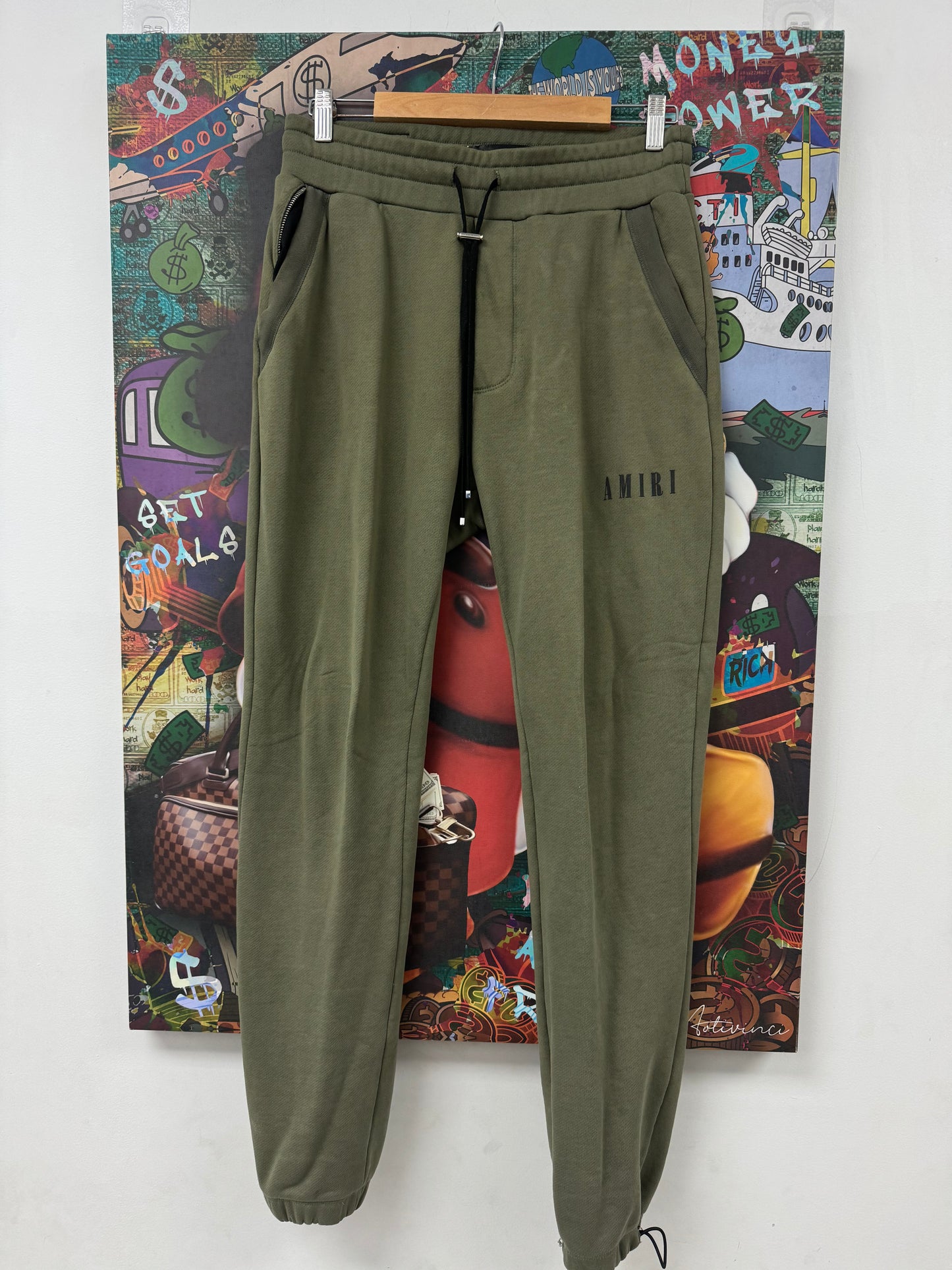 Amiri Olive Core Logo Sweats  Used Small N/A