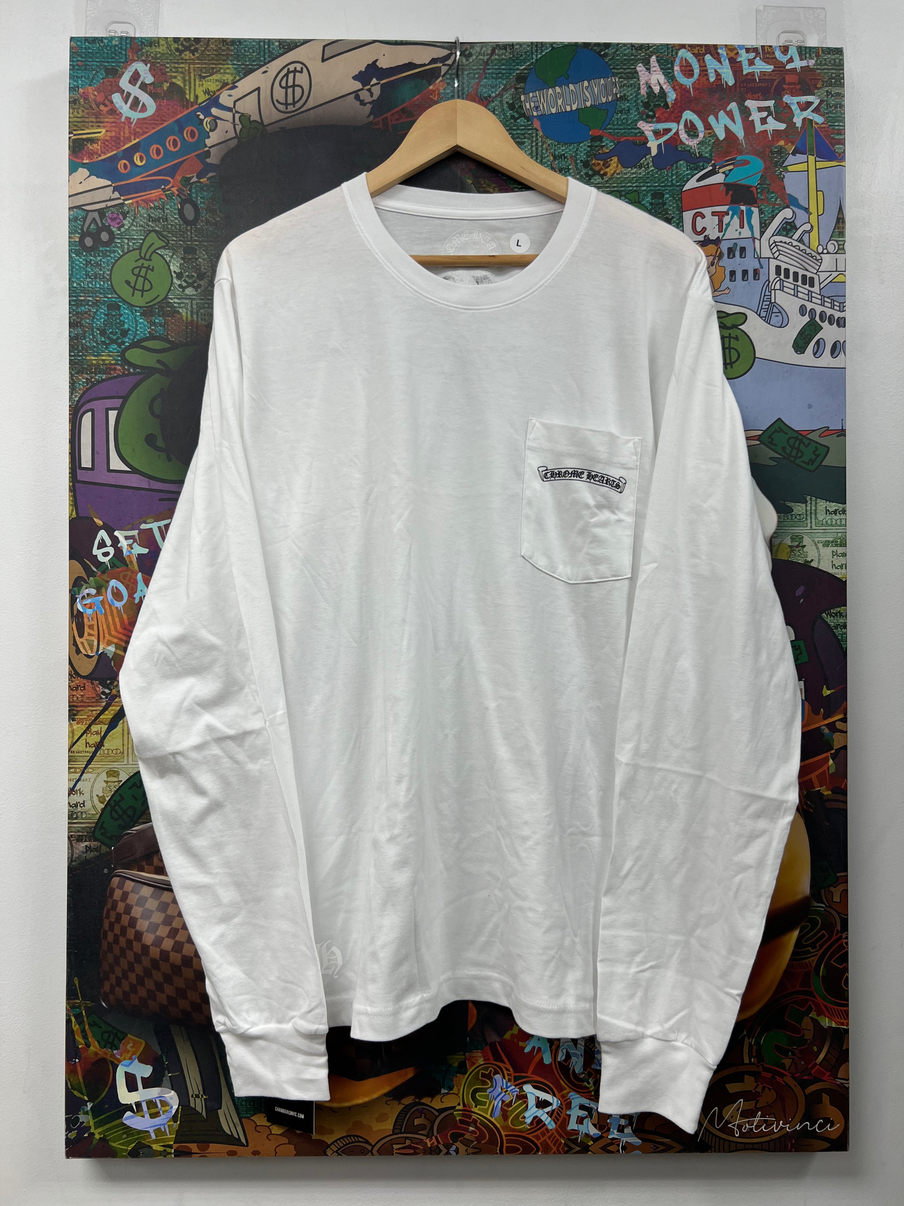 Chrome Hearts White Black Shoulder Logo Long Sleeve