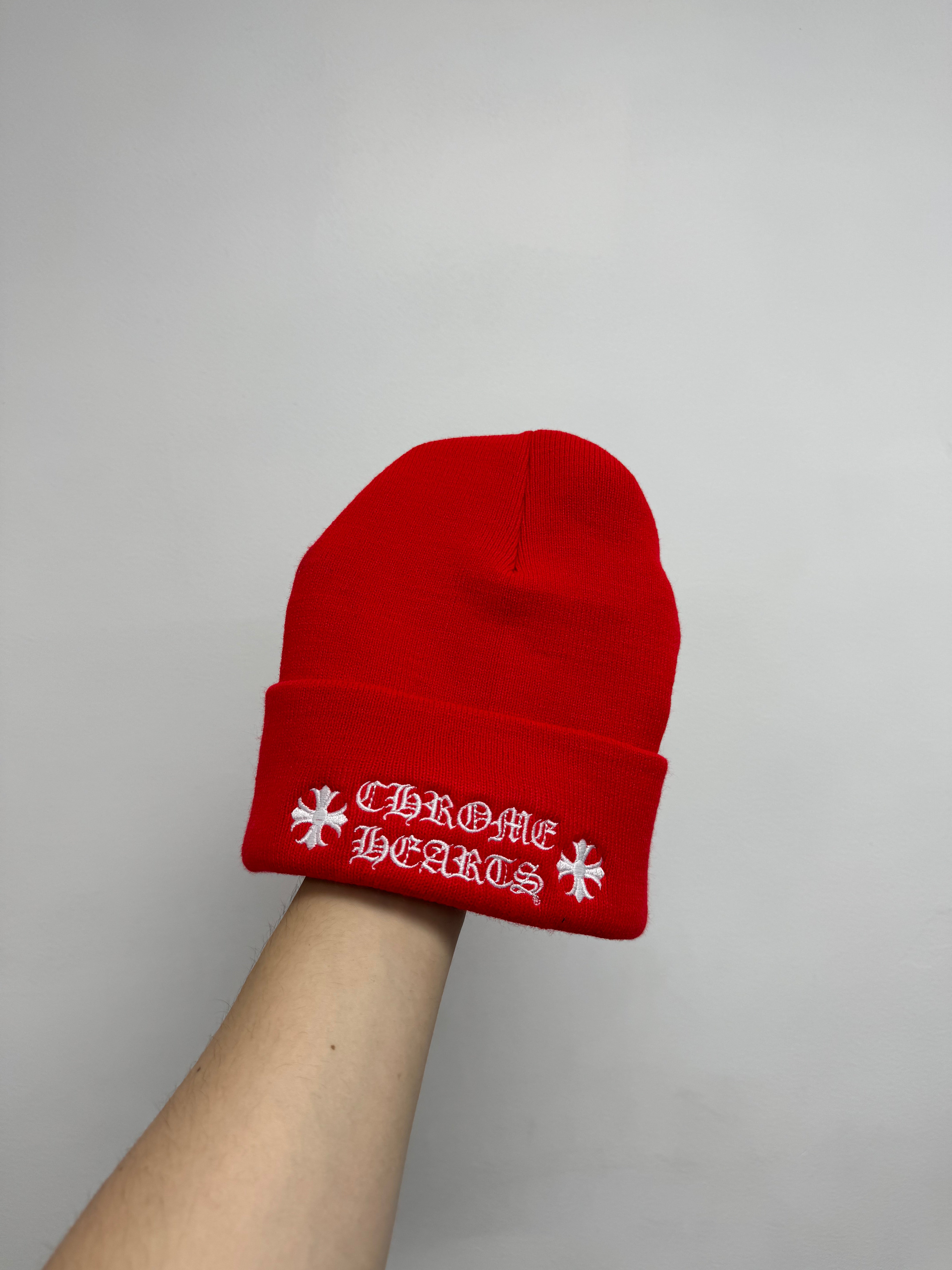 Chrome Hearts Red Classic Logo Beanie