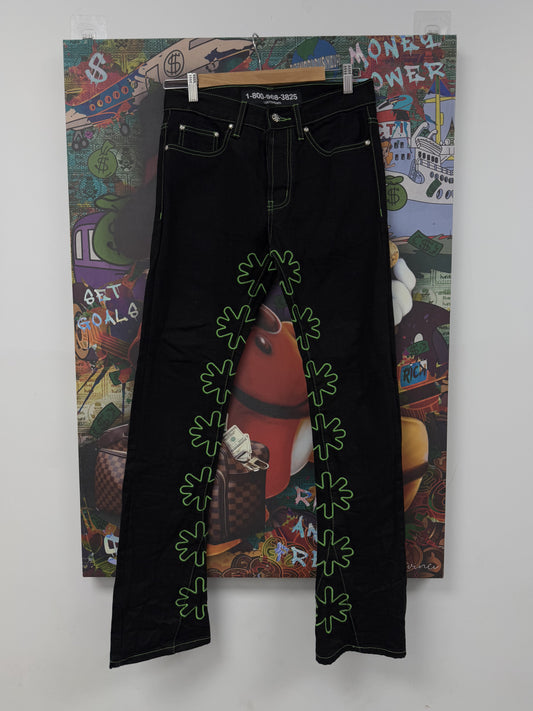 LostSHDWS Jeans Black Green Outline Used 28 N/A