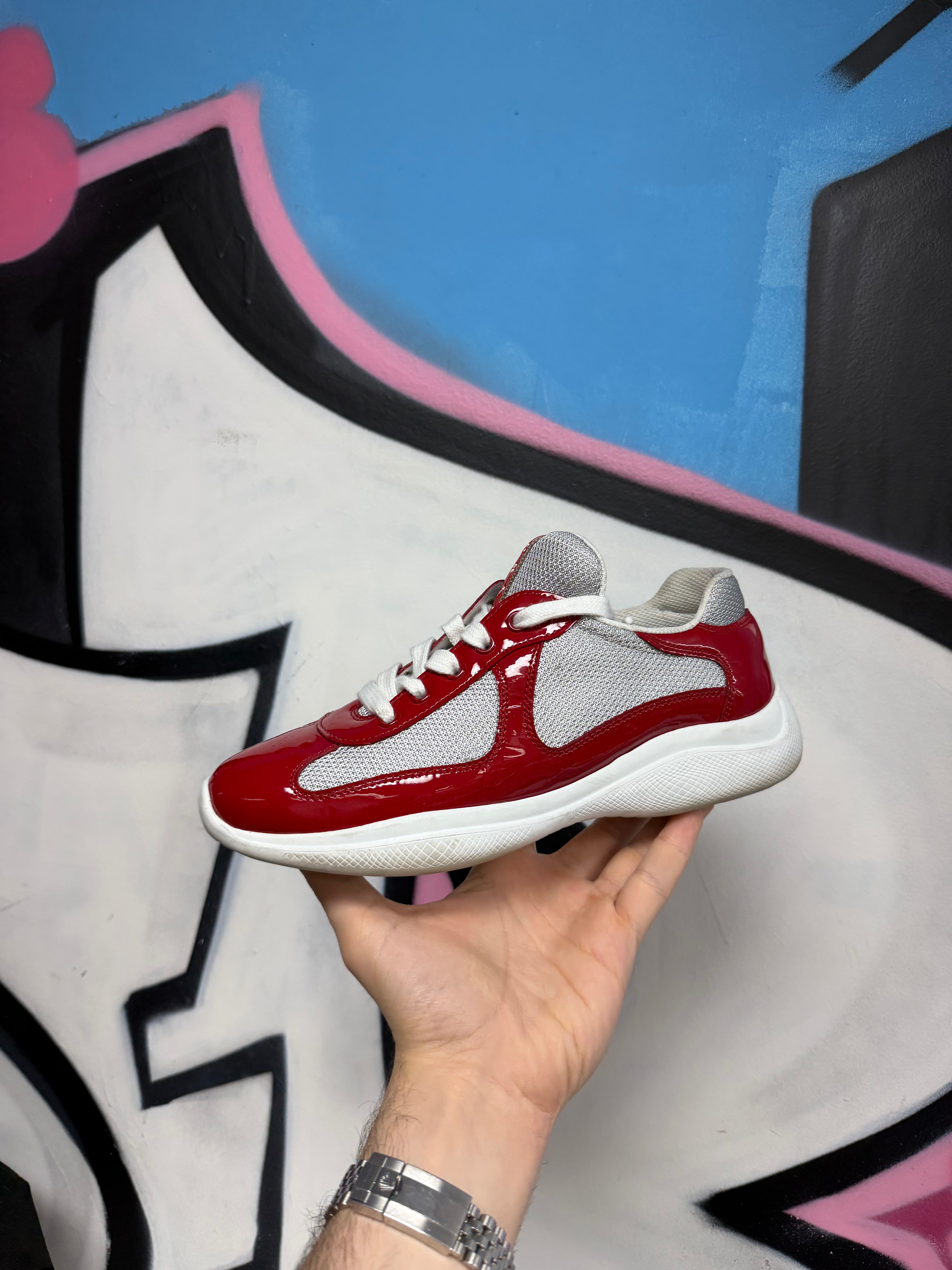 Prada Red White Cups Sneakers