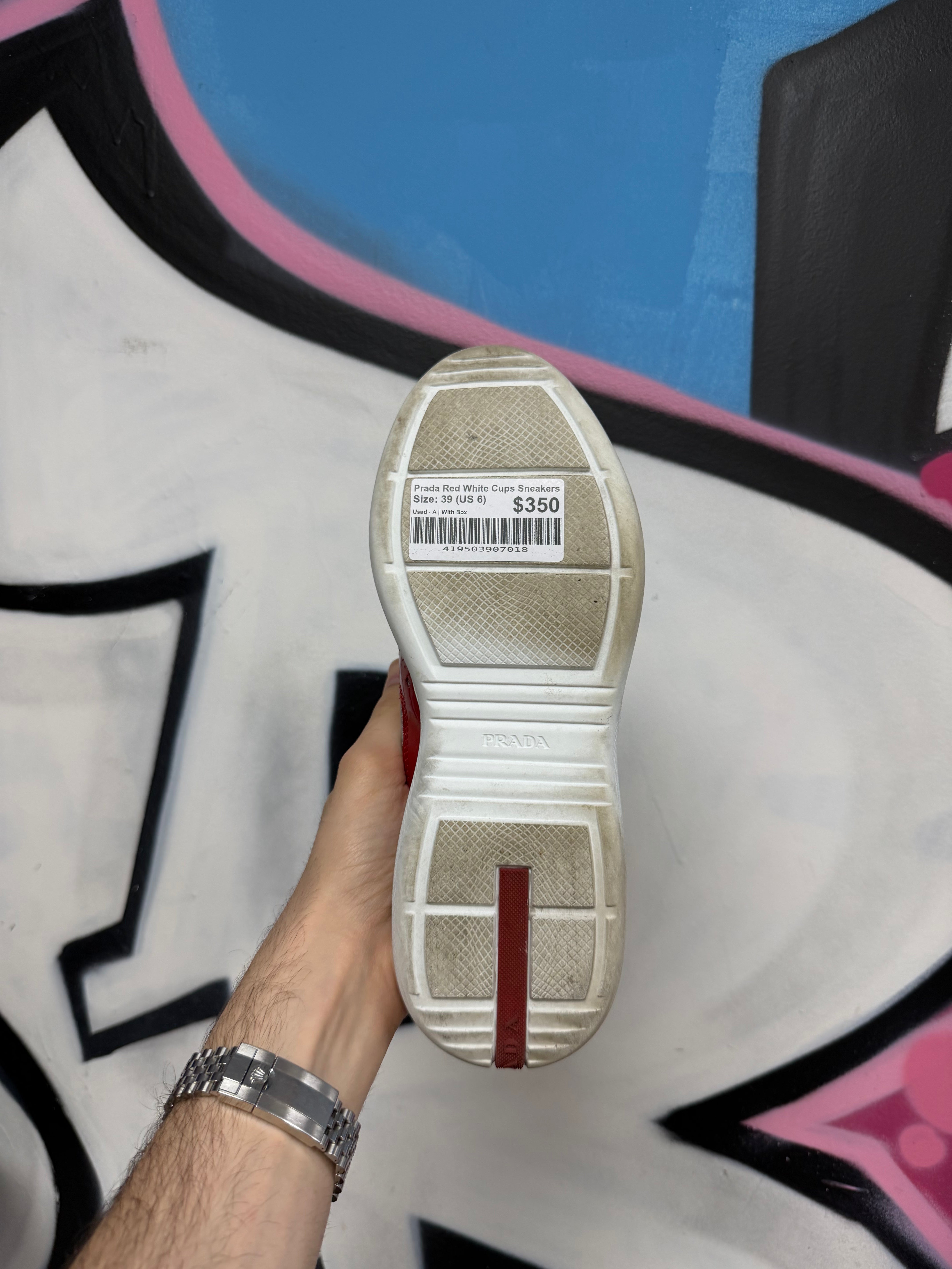 Prada Red White Cups Sneakers