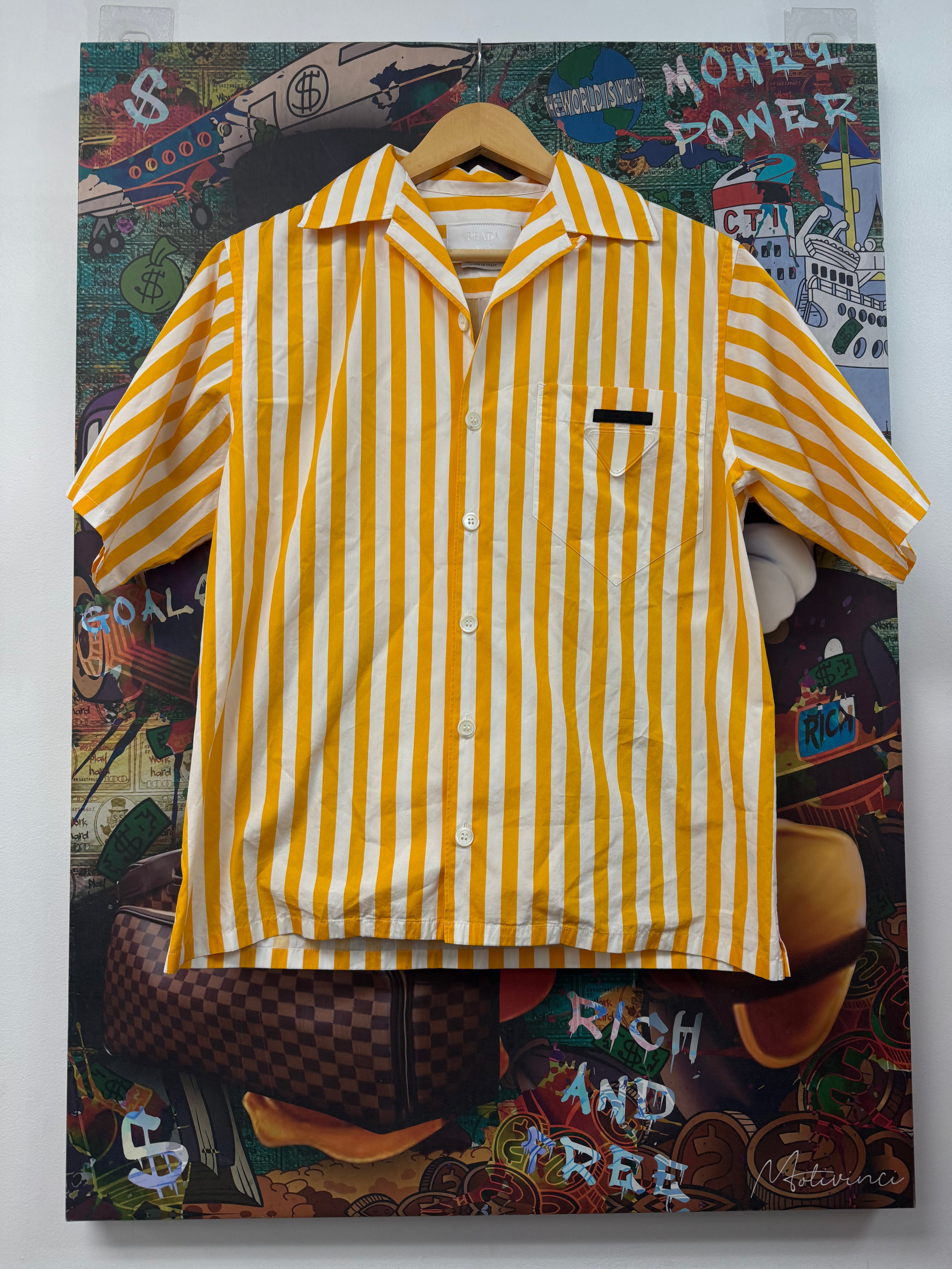 Prada Yellow Stripe Button Up