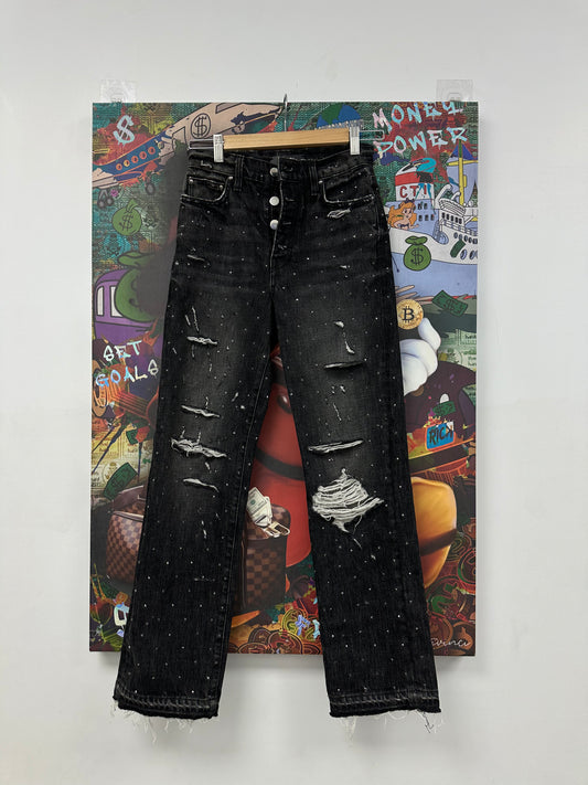 Amiri Crystal Straight Leg Jeans Black Used 25 N/A