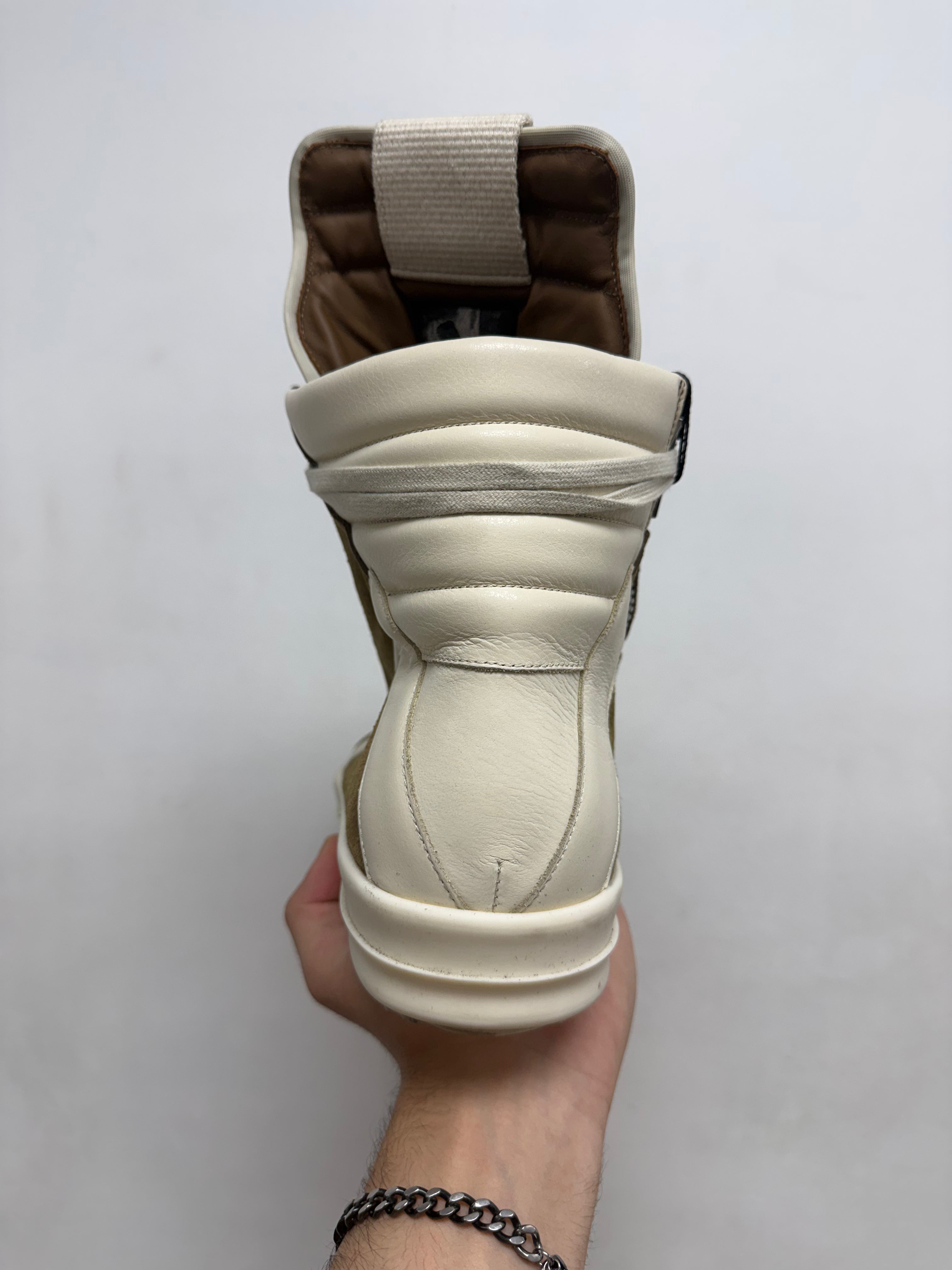 Rick Owens Sumi Brown Suede Geobasket Sneakers
