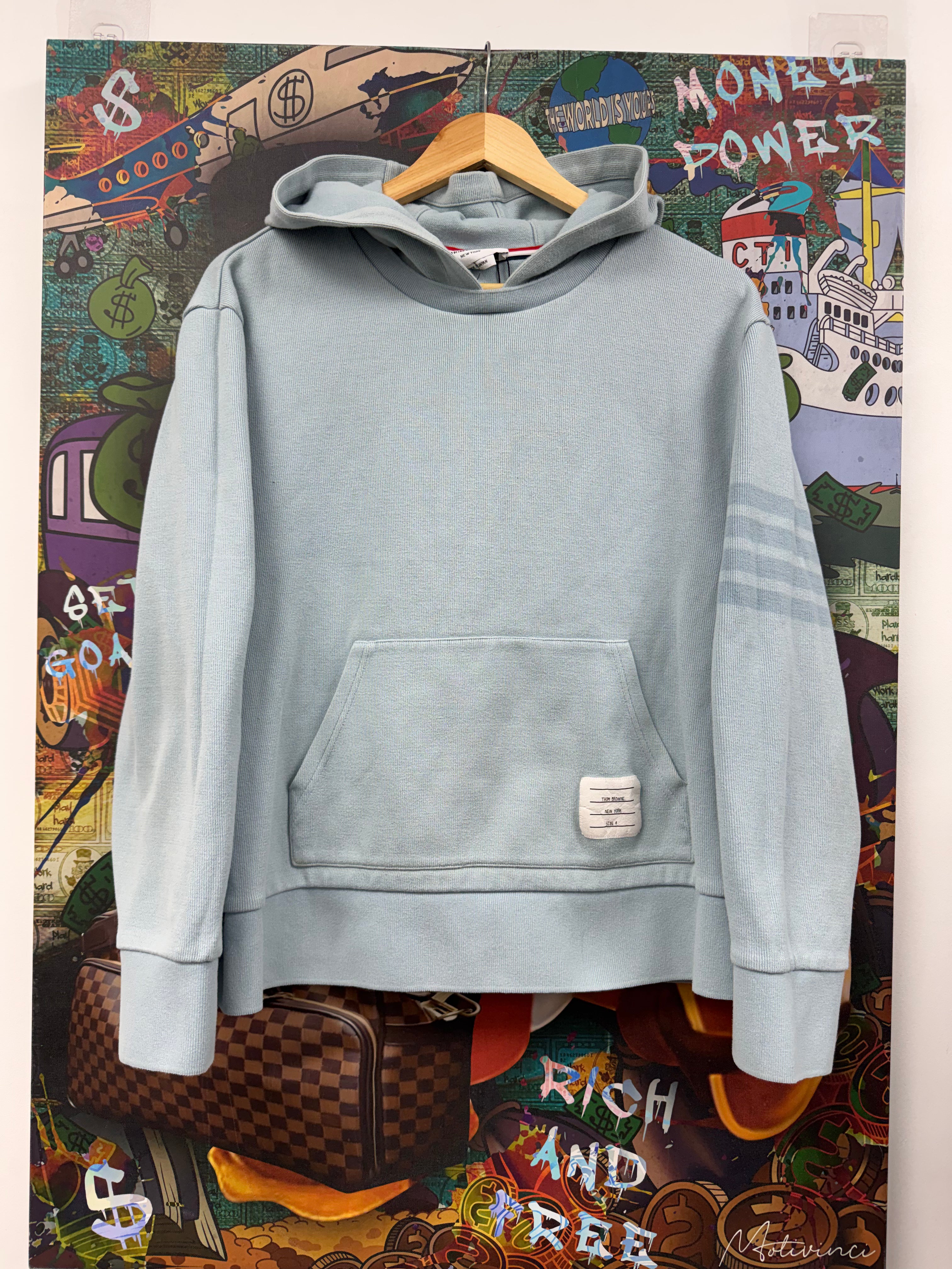 Thom Browne Baby Blue Bar Knit Sweatsuit