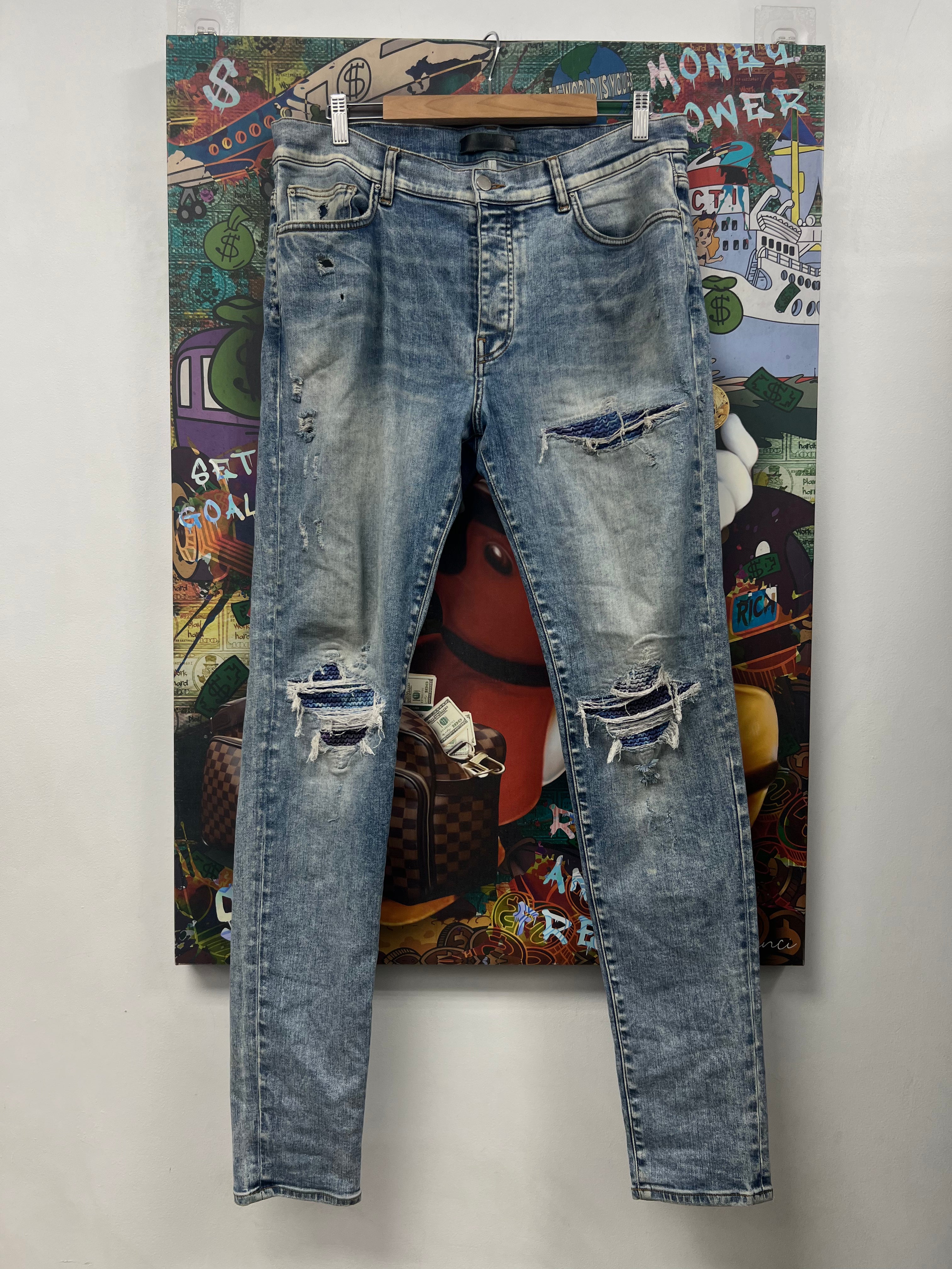 Amiri MX1 Stone Wash Aqua Patch Jeans