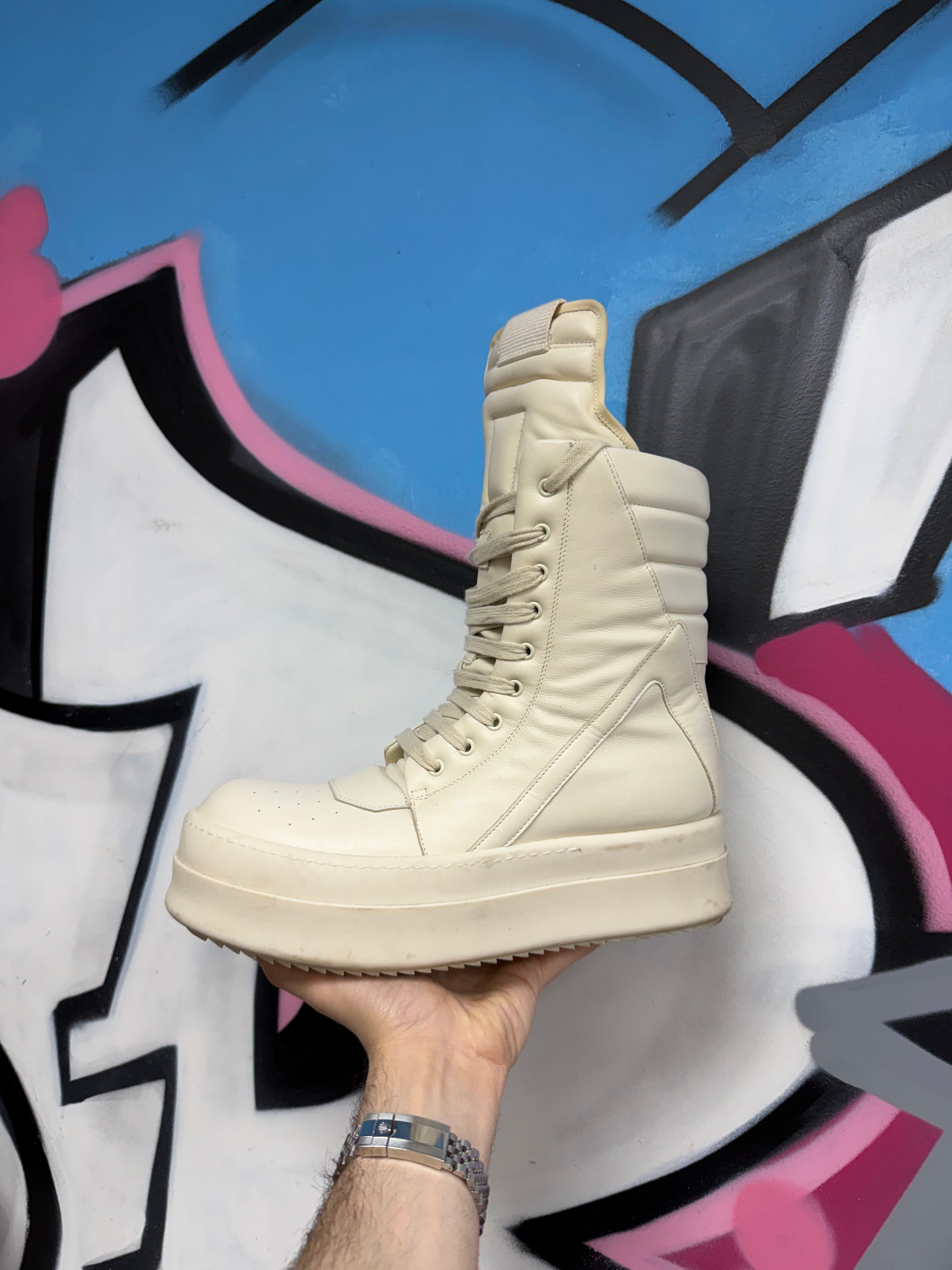 Rick Owens Mega Geobasket Milk Sneakers
