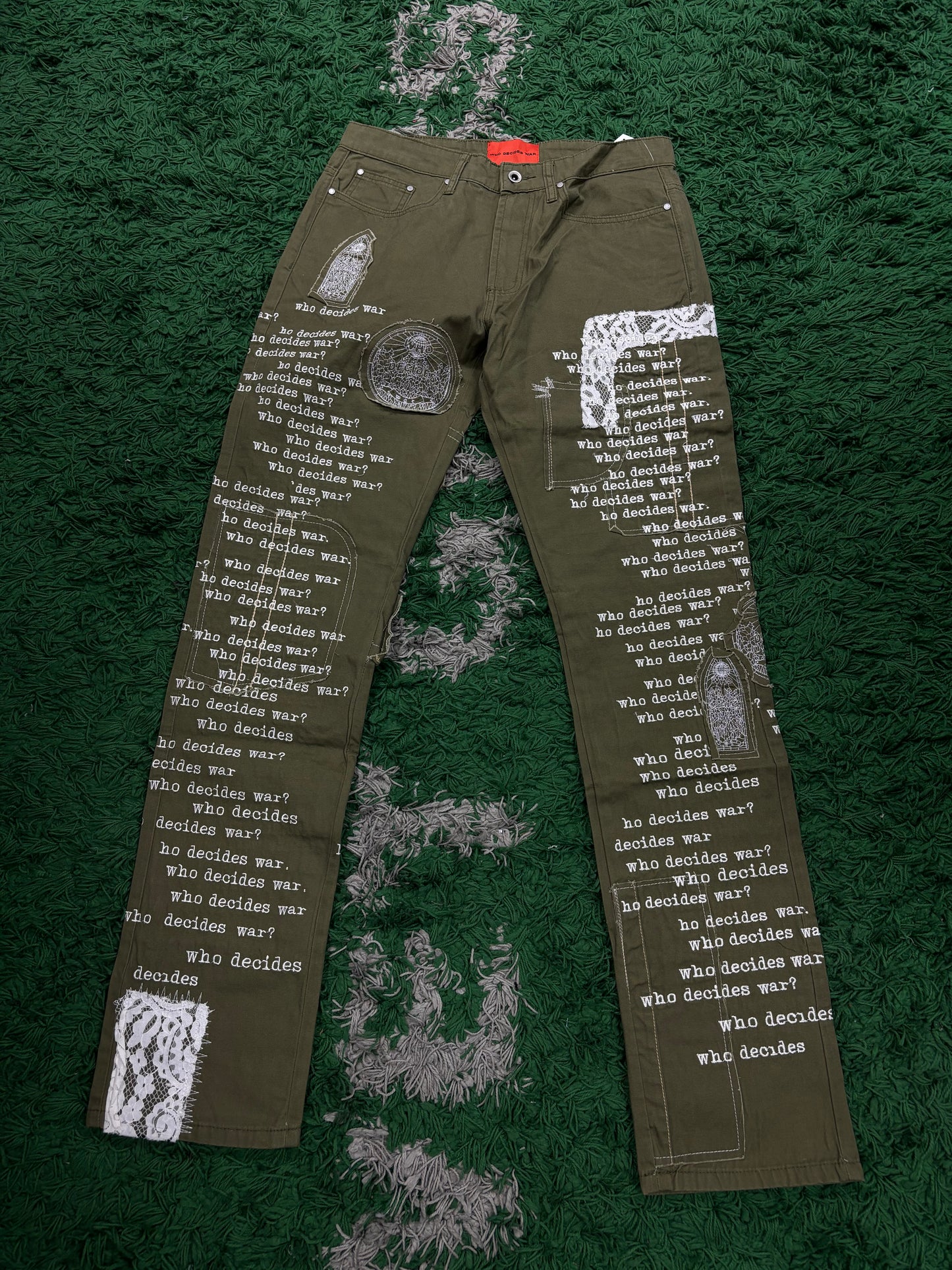 WDW Olive Scripture Jeans