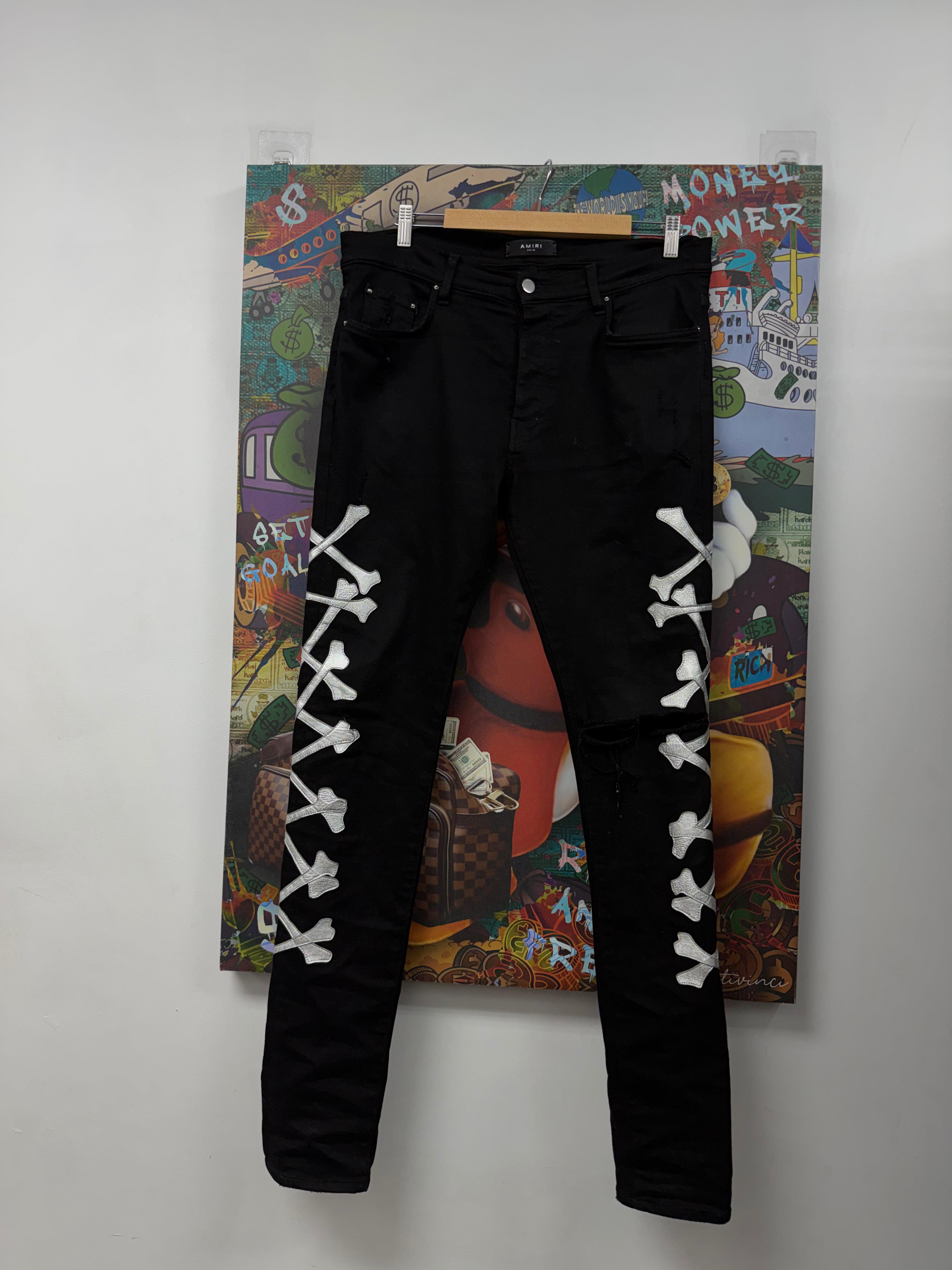 Amiri Black Silver Bone Jeans