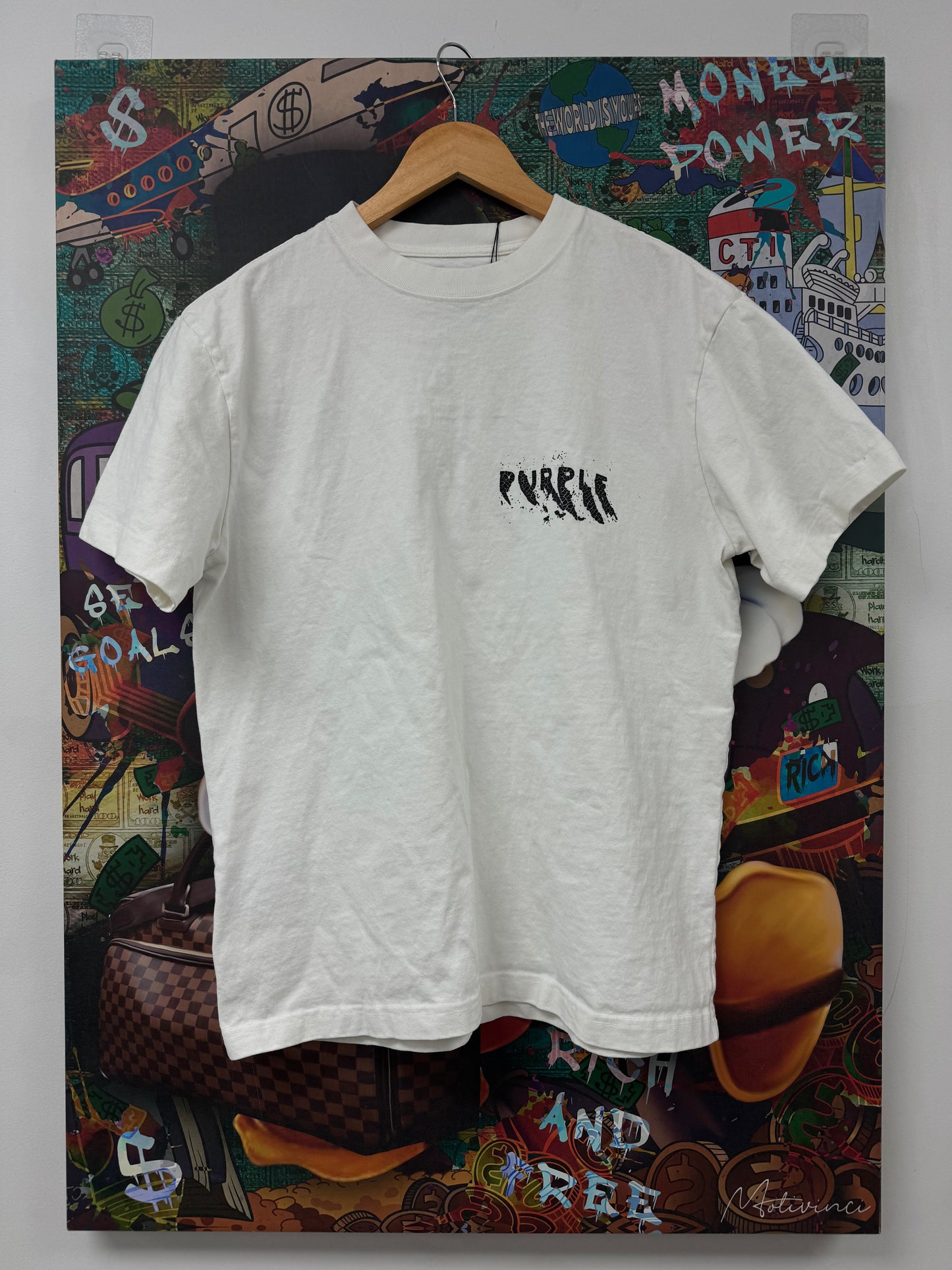 Purple Tee White Black Used Small N/A