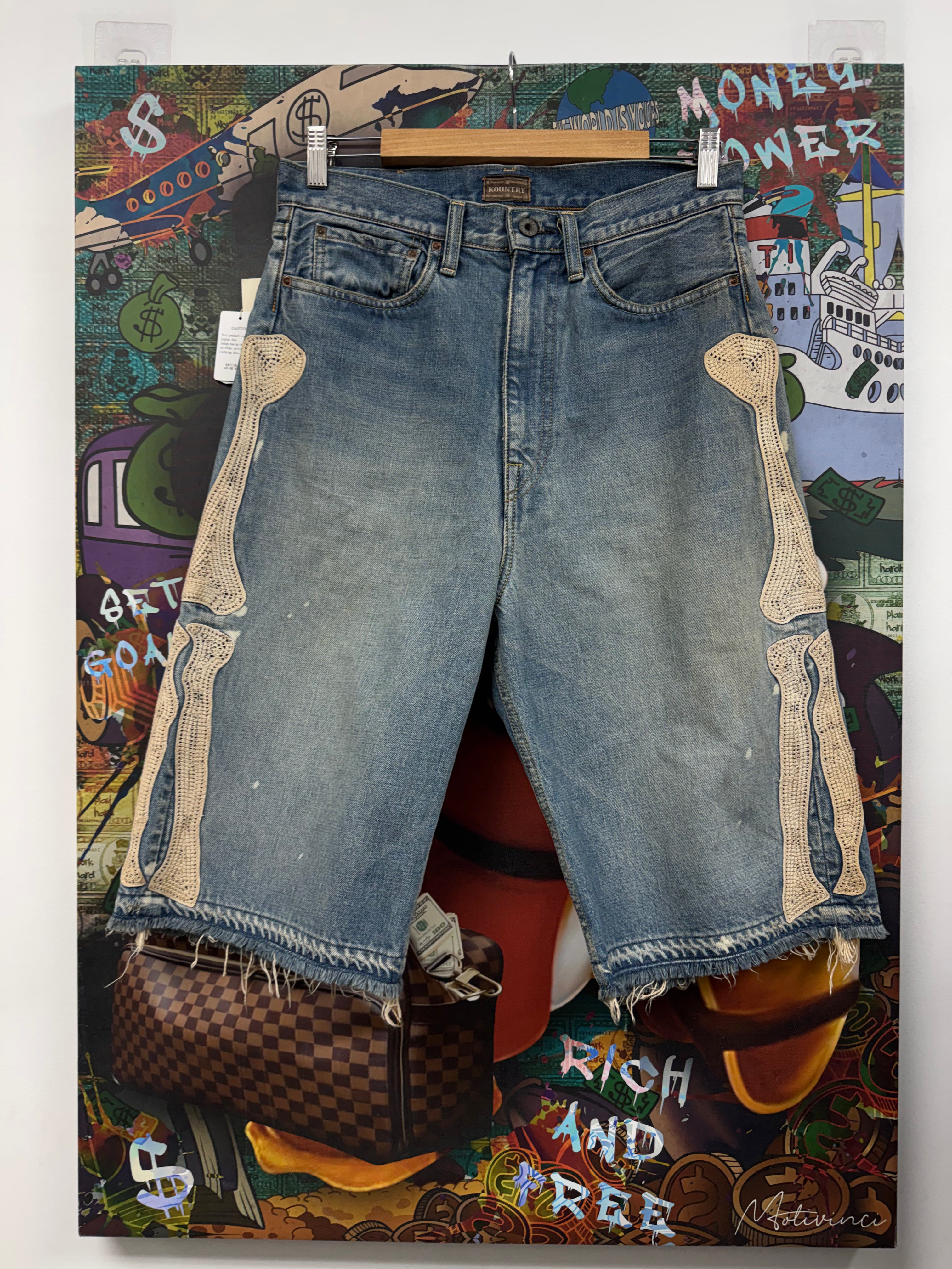 Kapital Blue Bone Jean Shorts