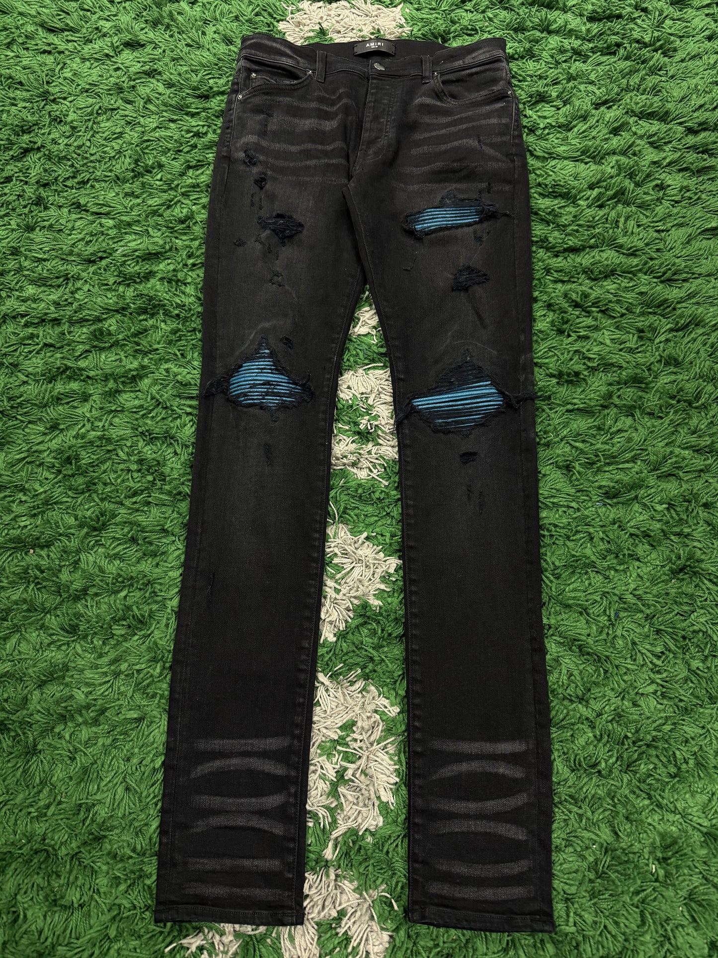 Amiri MX1 Black Blue Crackle Patch Used 30 N/A