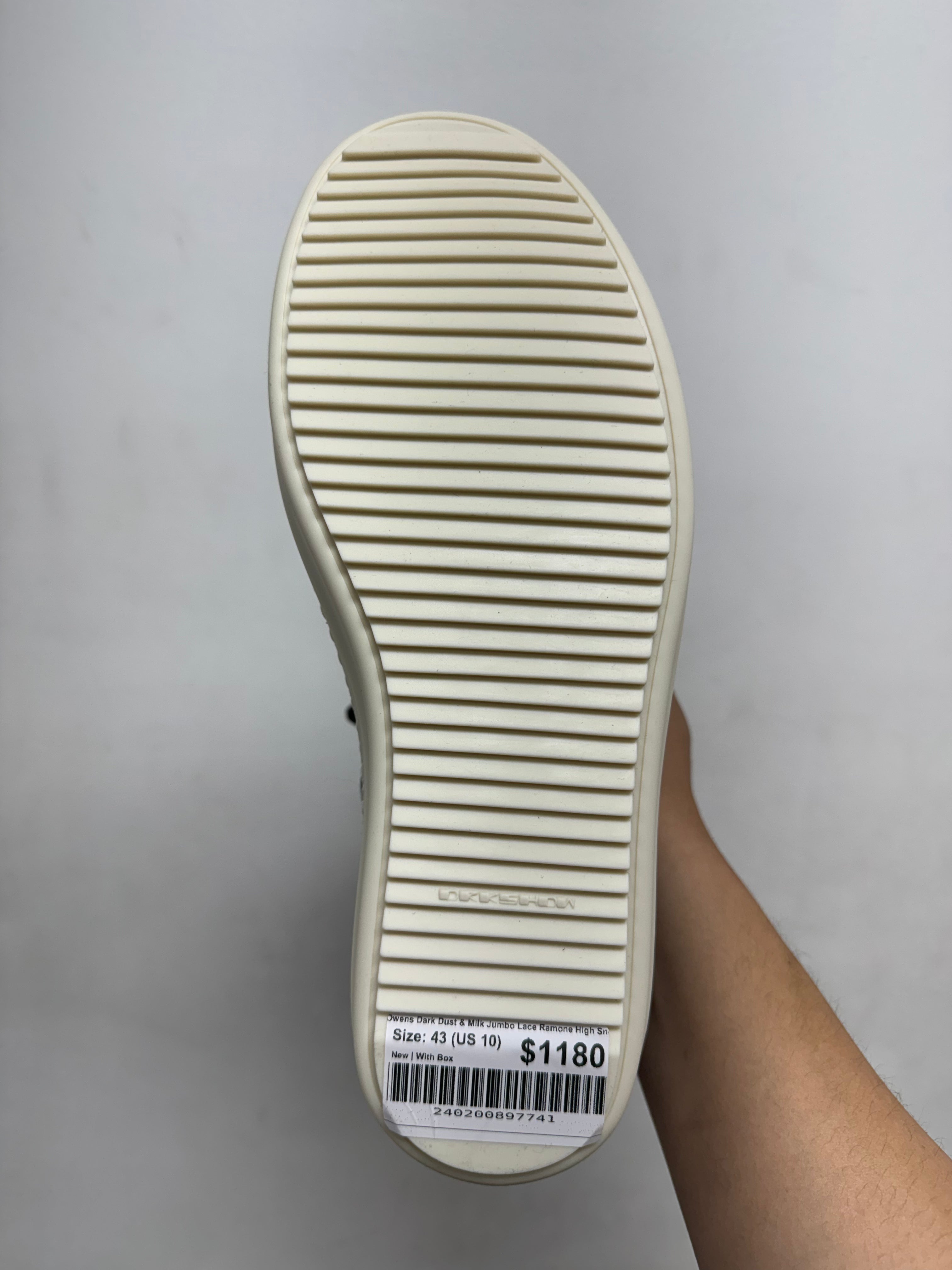 Rick Owens Dark Dust & Milk Jumbo Lace Ramone High Sneakers