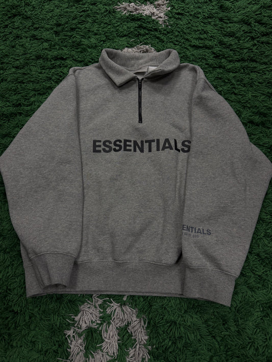 Essentials Quarter Zip Dark Oatmeal Used Small N/A