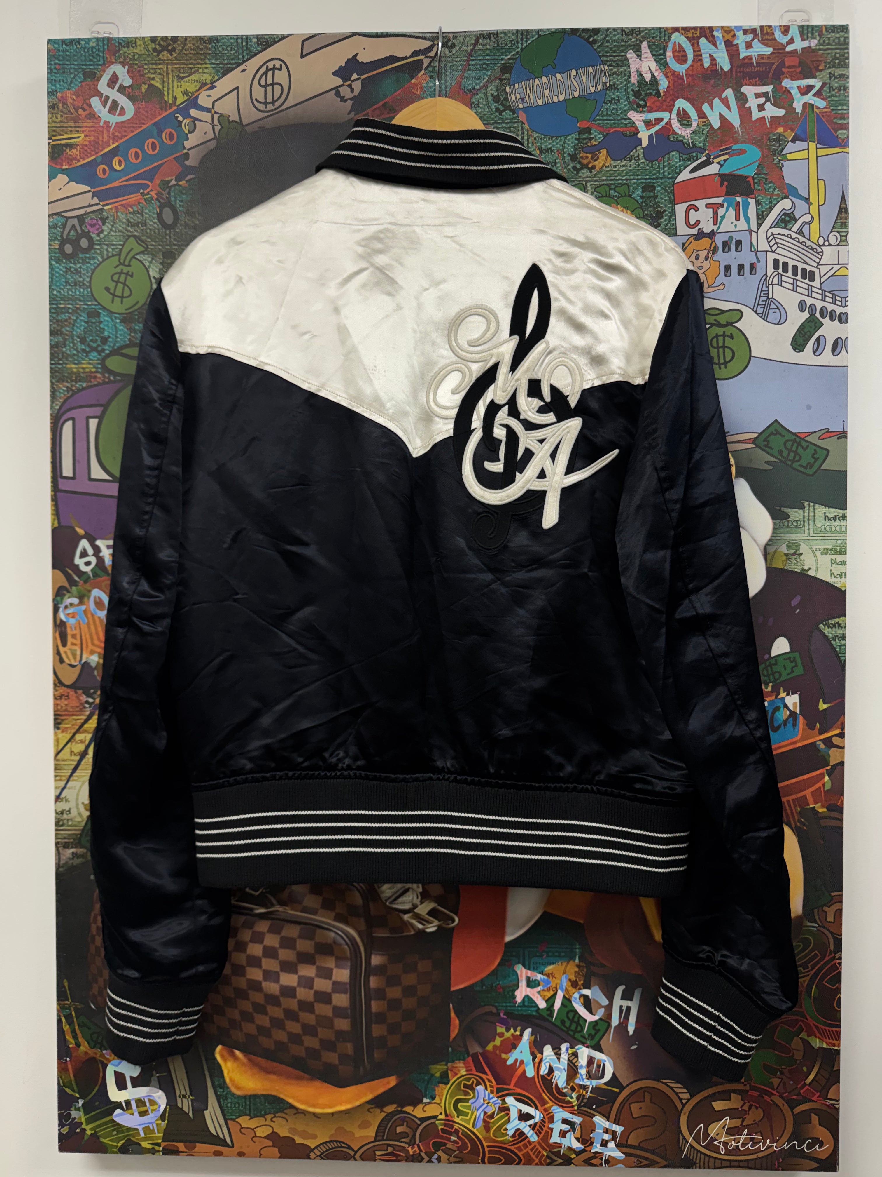 Amiri Silk Music Note Blouson Jacket