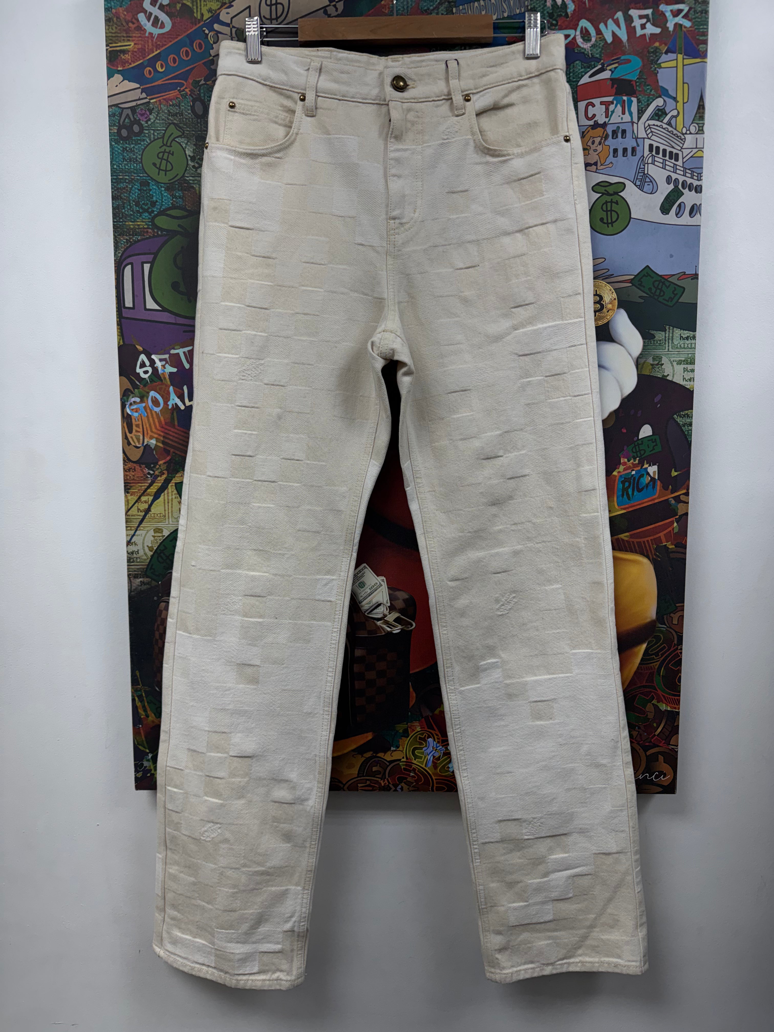 Louis Vuitton White Damier Marque Jeans