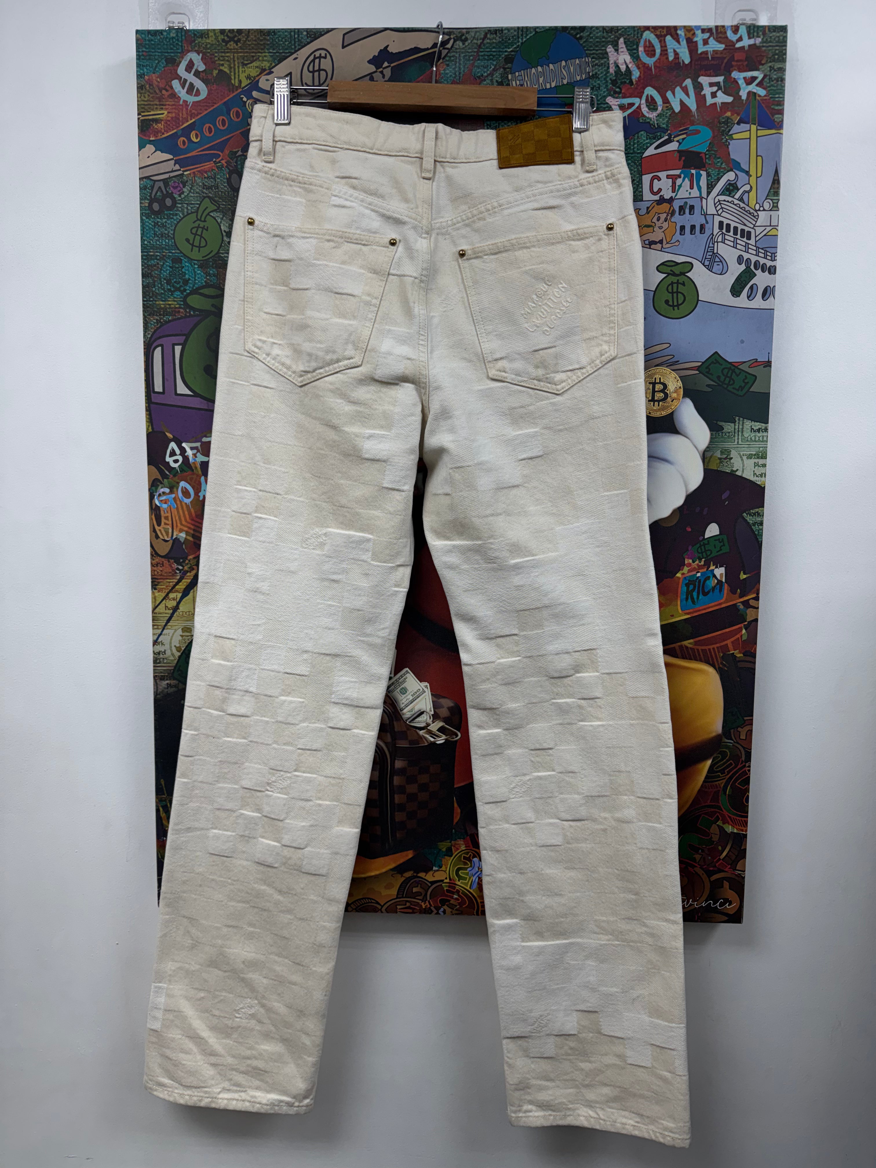 Louis Vuitton White Damier Marque Jeans