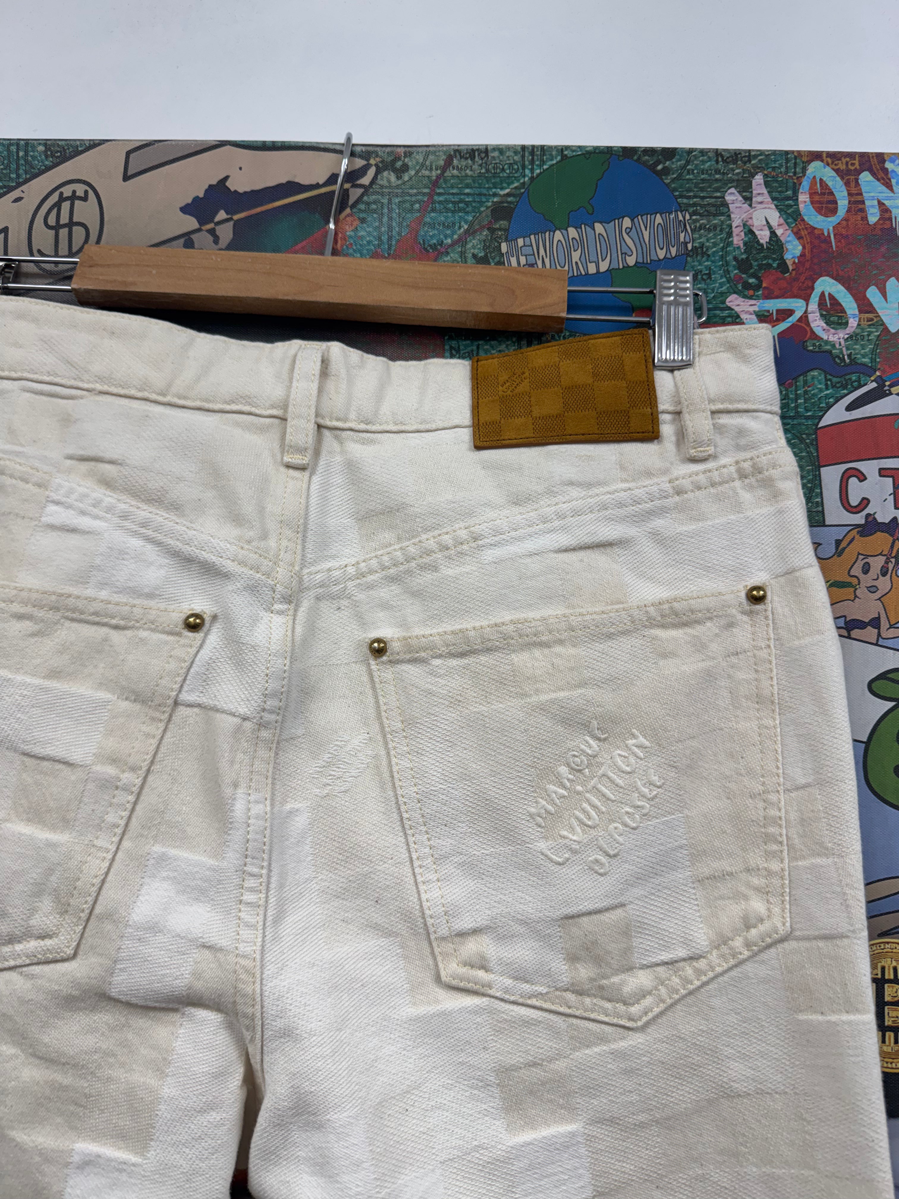 Louis Vuitton White Damier Marque Jeans