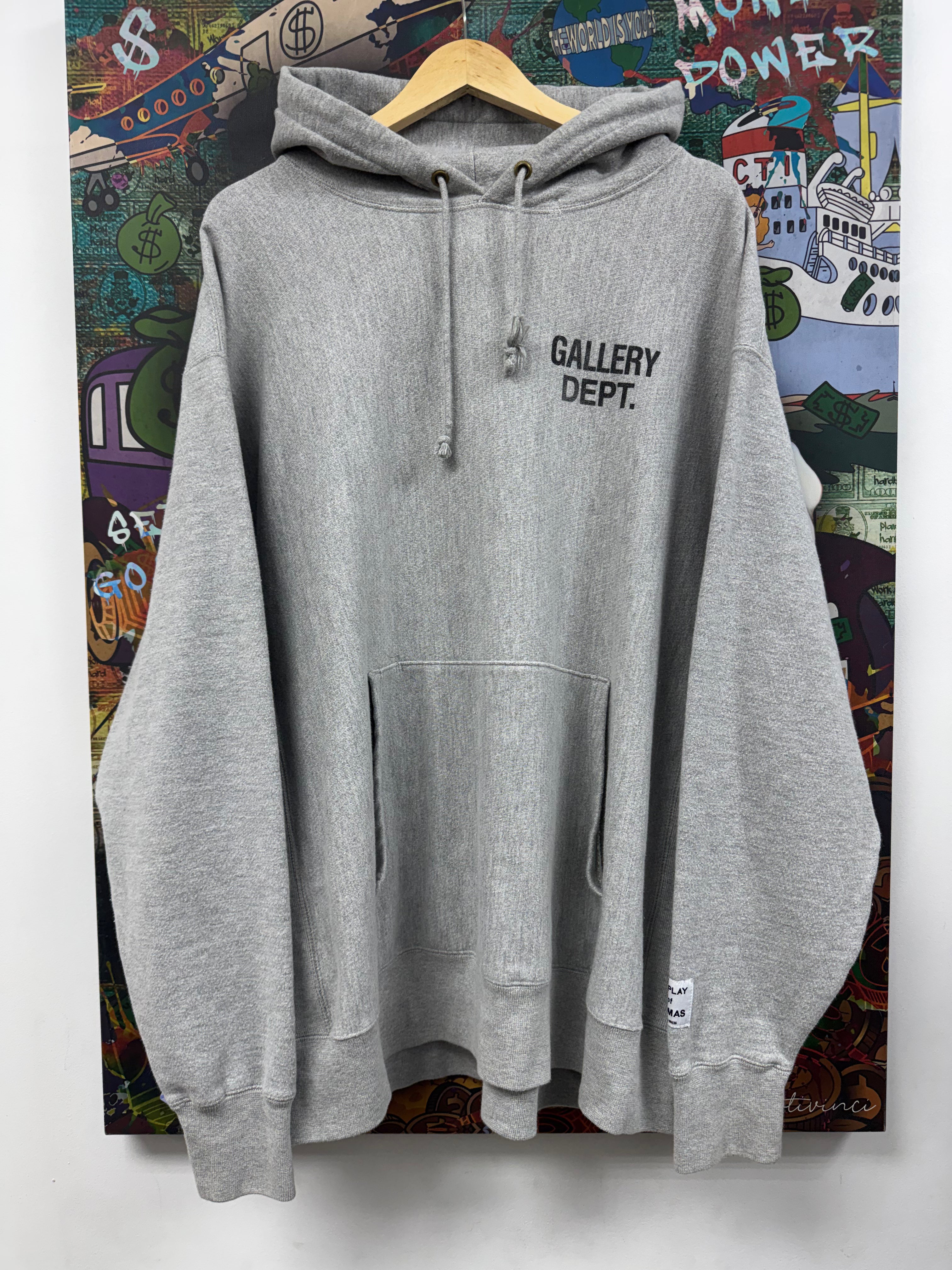 Gallery Dept Grey Black Logo Hoodie