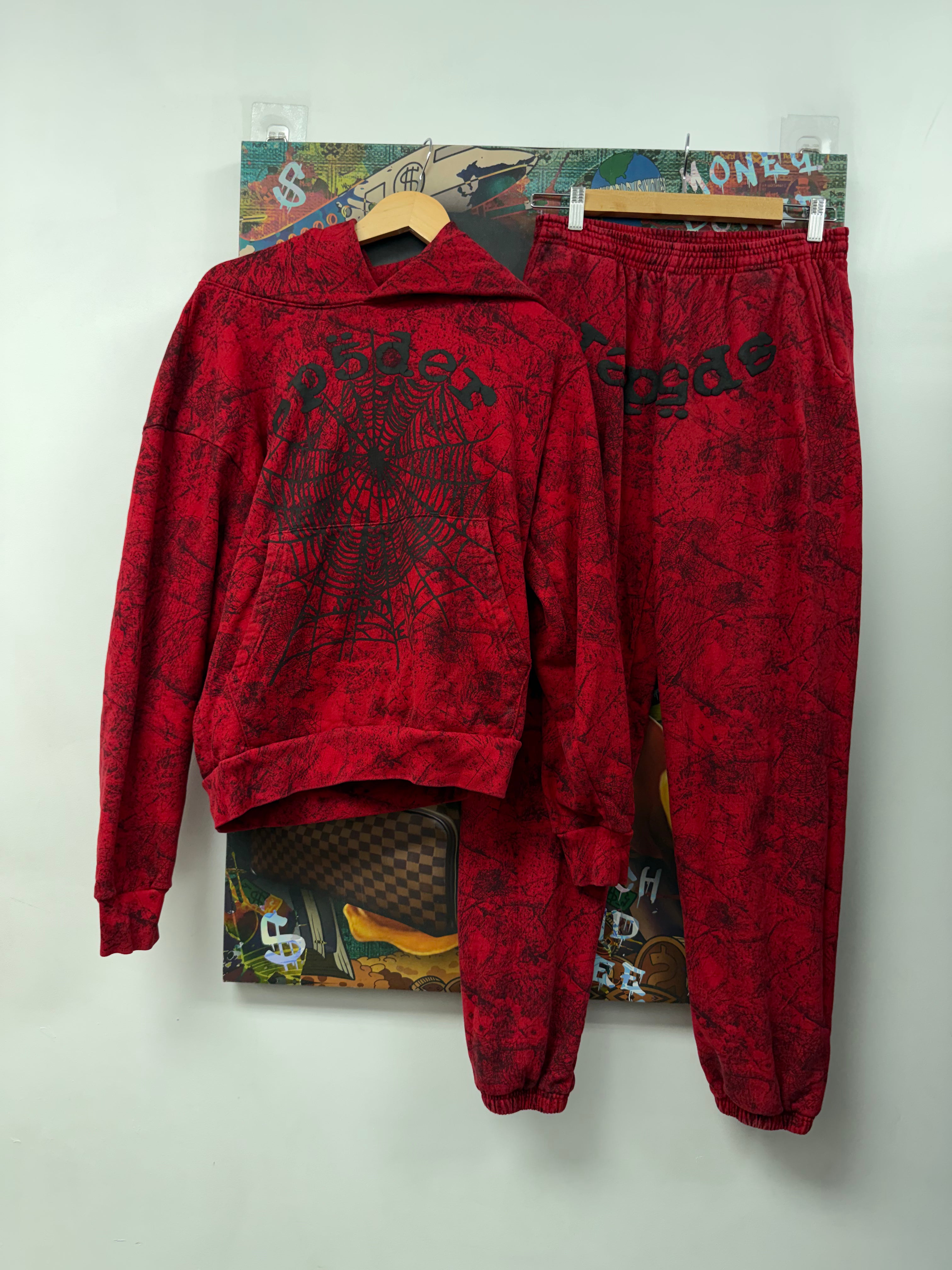 Sp5der Tree Camo Red Sweatsuit