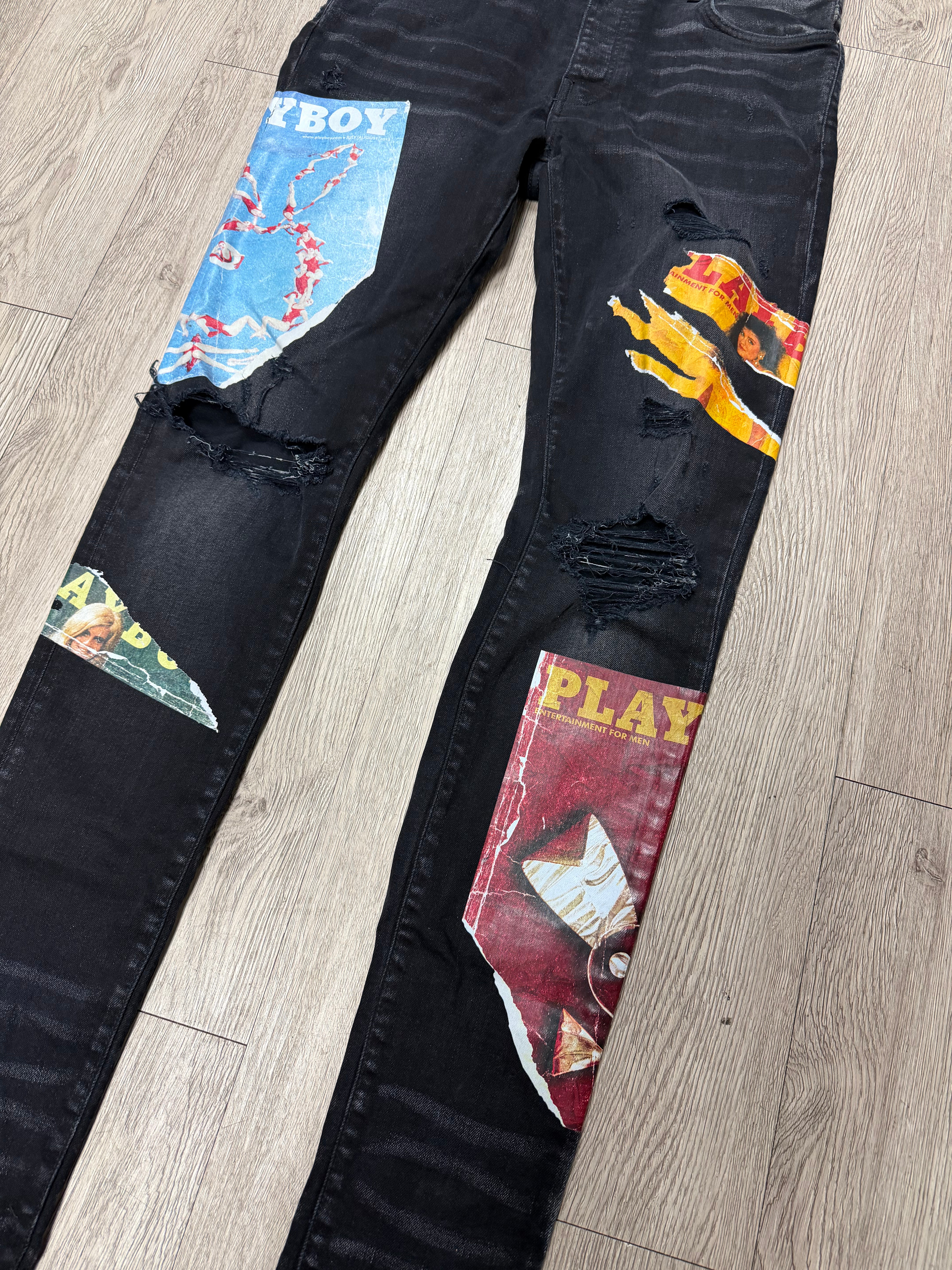Amiri Black Wash Playboy Magazine Jeans