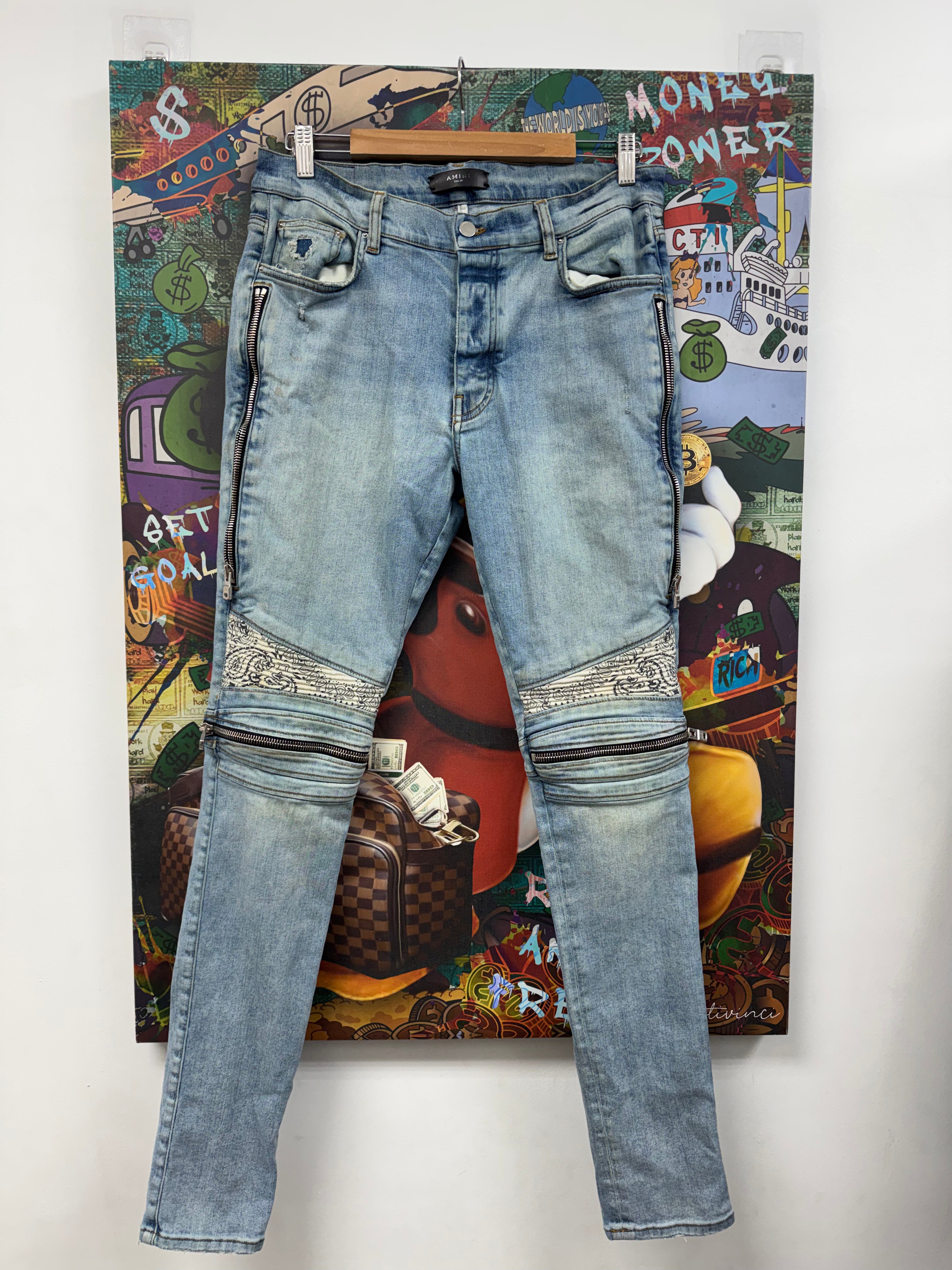 Amiri MX2 Vintage Wash White Paisley Jeans