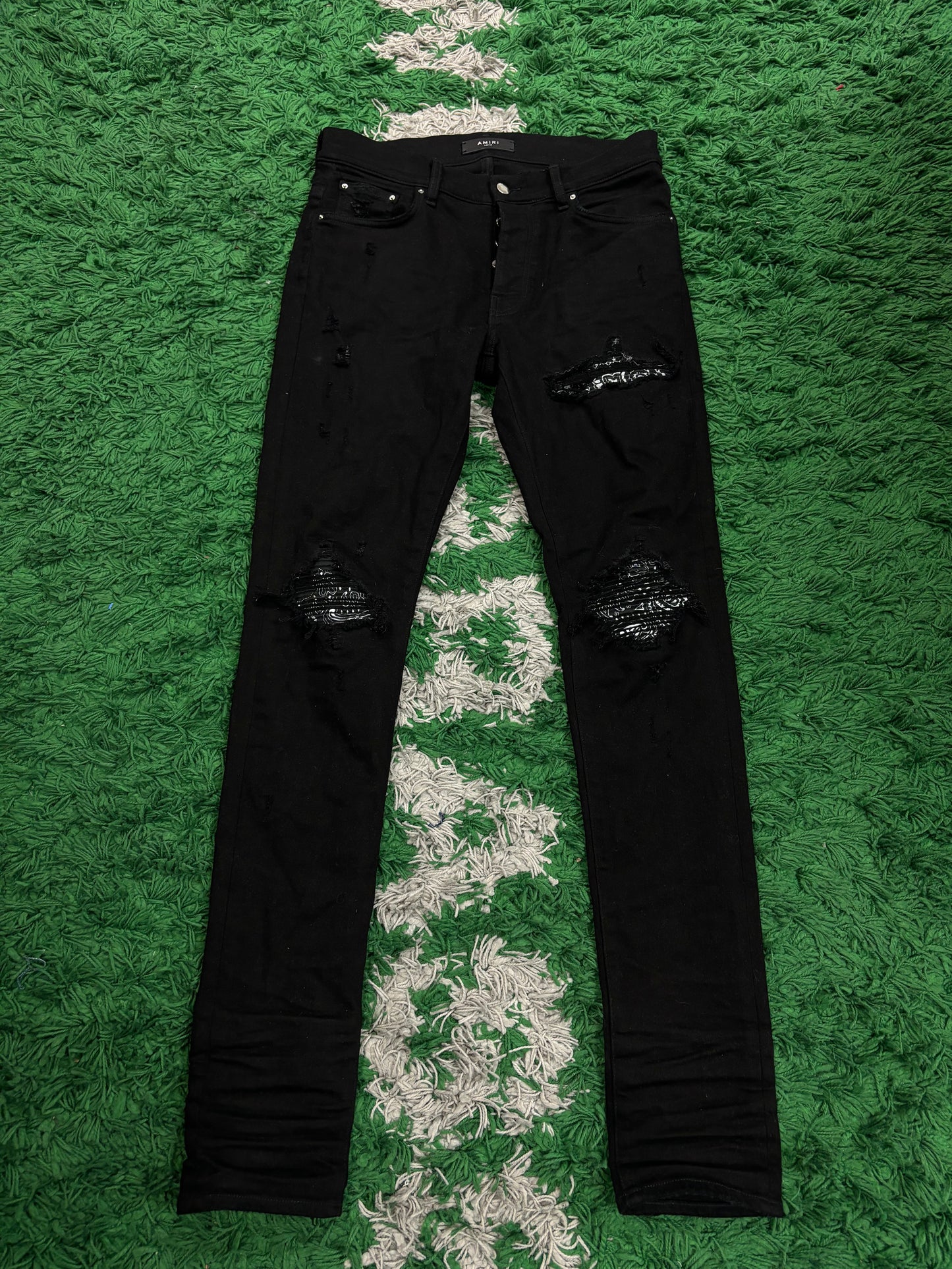 Amiri Jeans MX1 Black White Paisley Patch Used 33 N/A