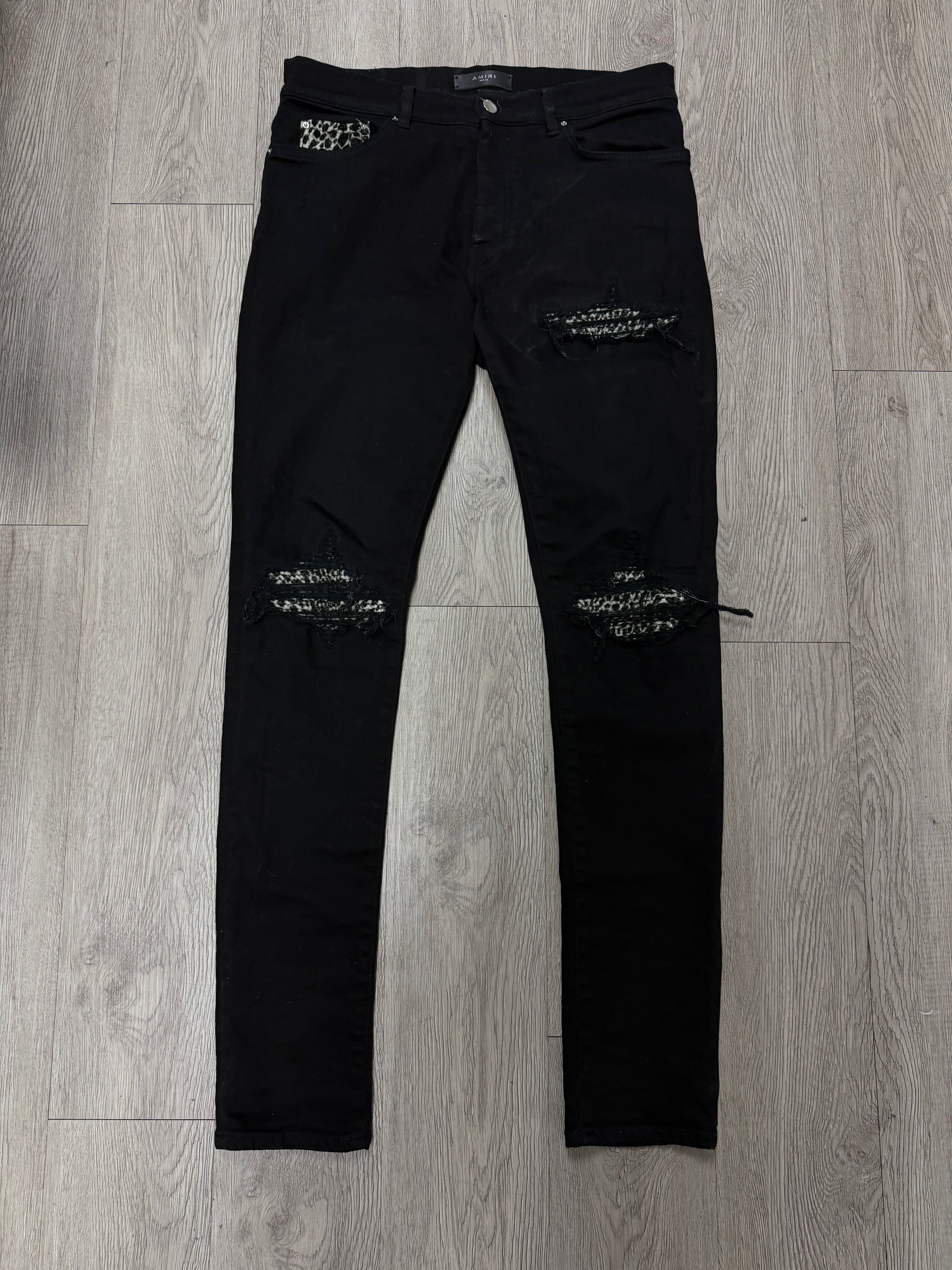 Amiri MX1 Black Cheetah Jeans
