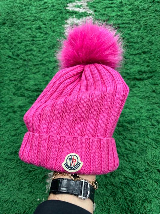 Moncler Beanie Pink Fur Used OSFM