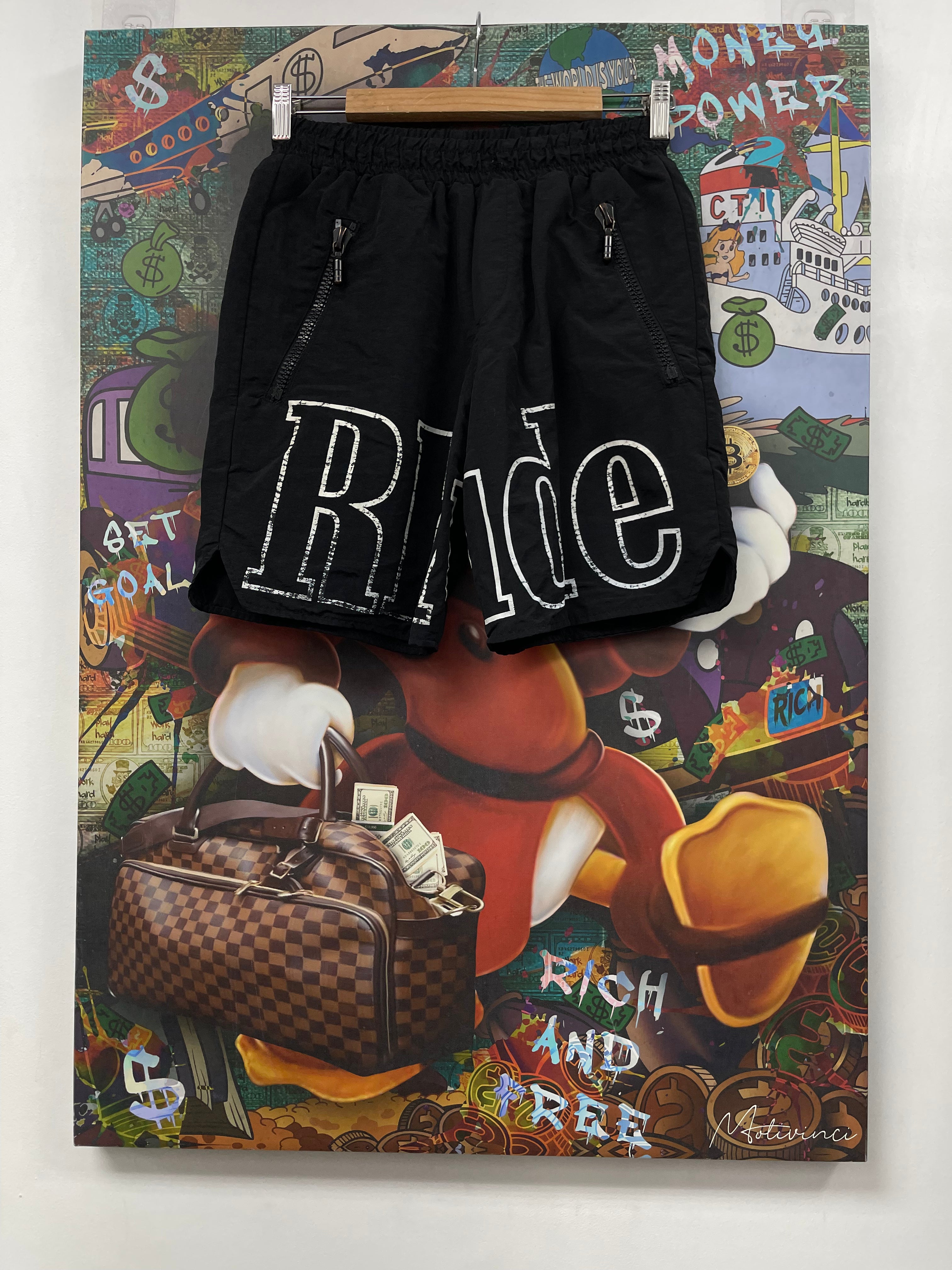 Rhude Black White Logo (Missing Drawstrings) Shorts