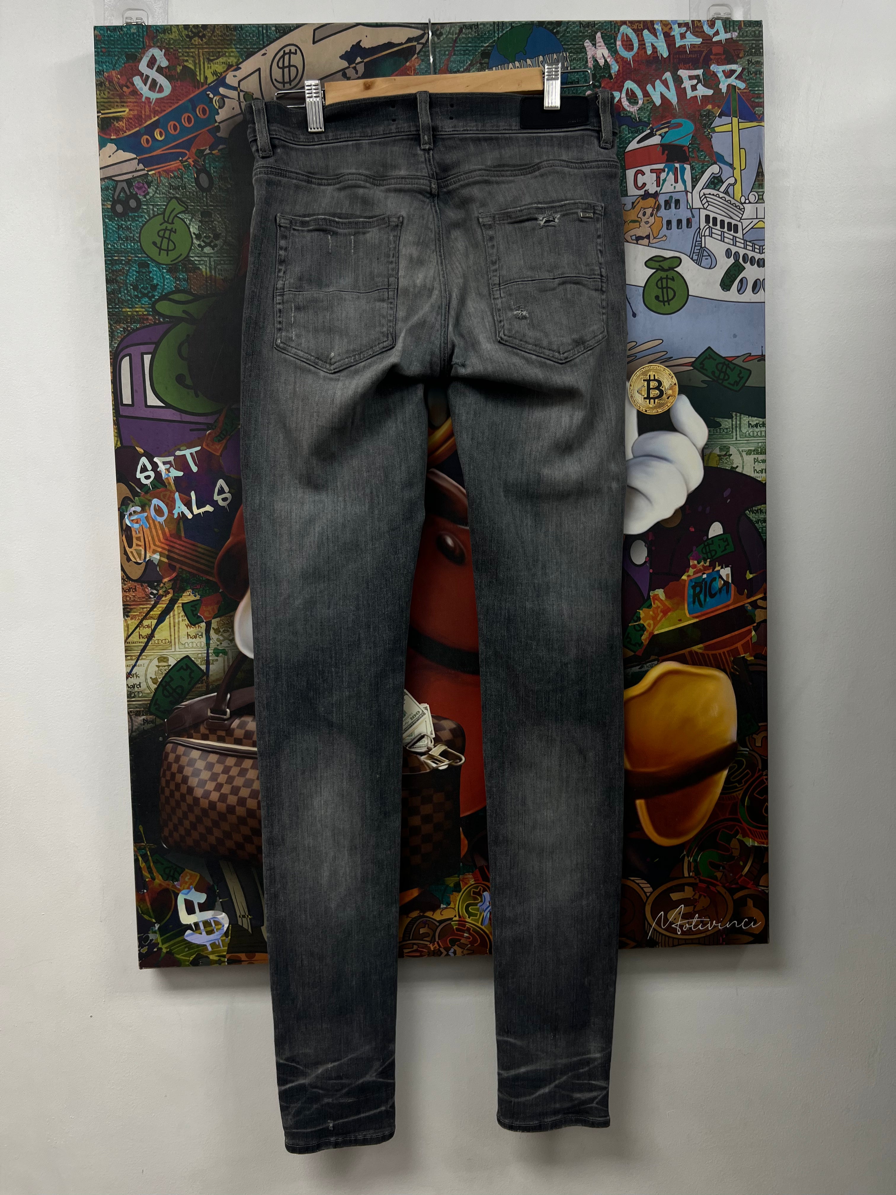 Amiri MX1 Grey White Patch Jeans