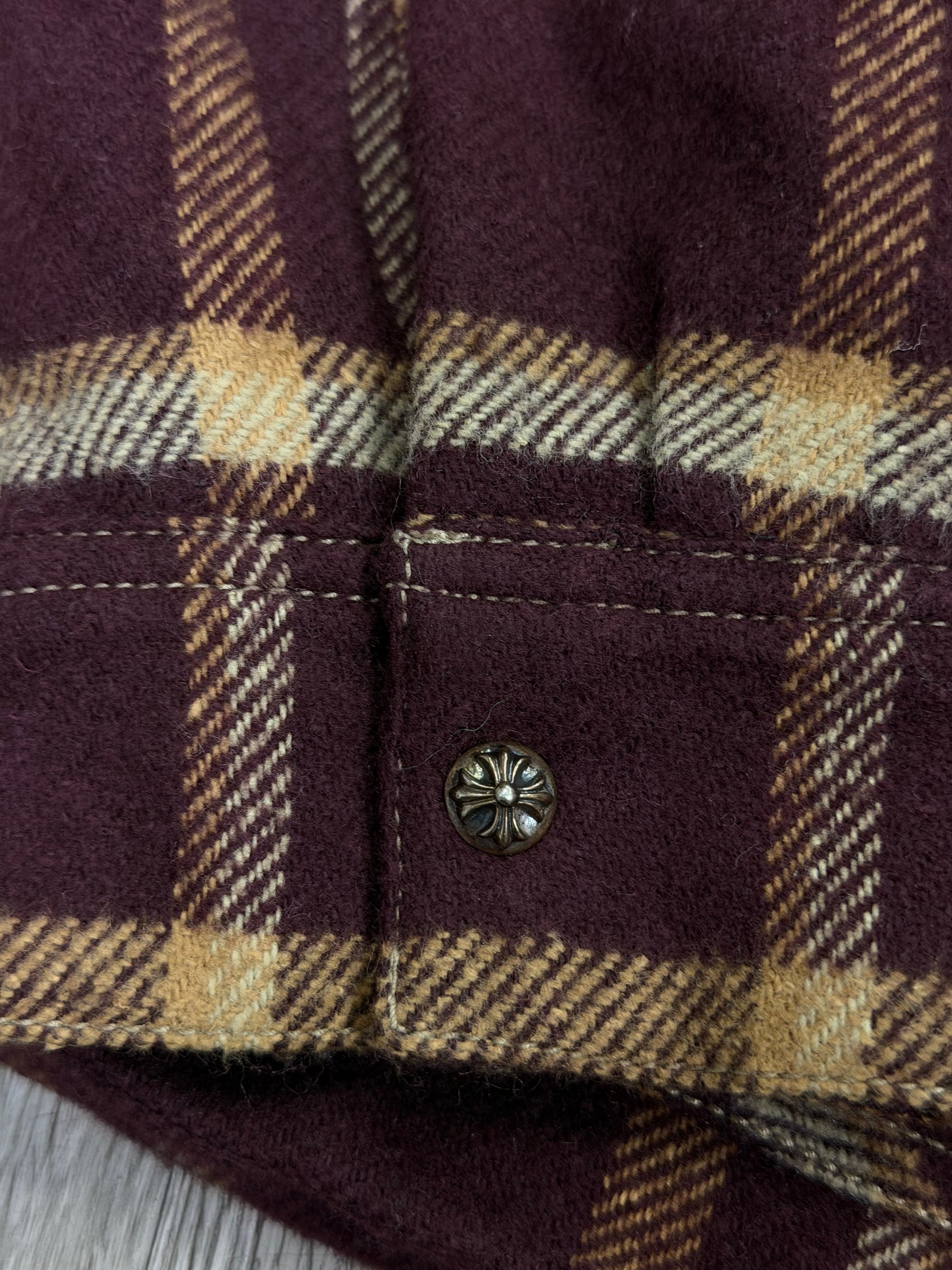 Chrome  Hearts Burgundy Sherpa Fleece Jacket