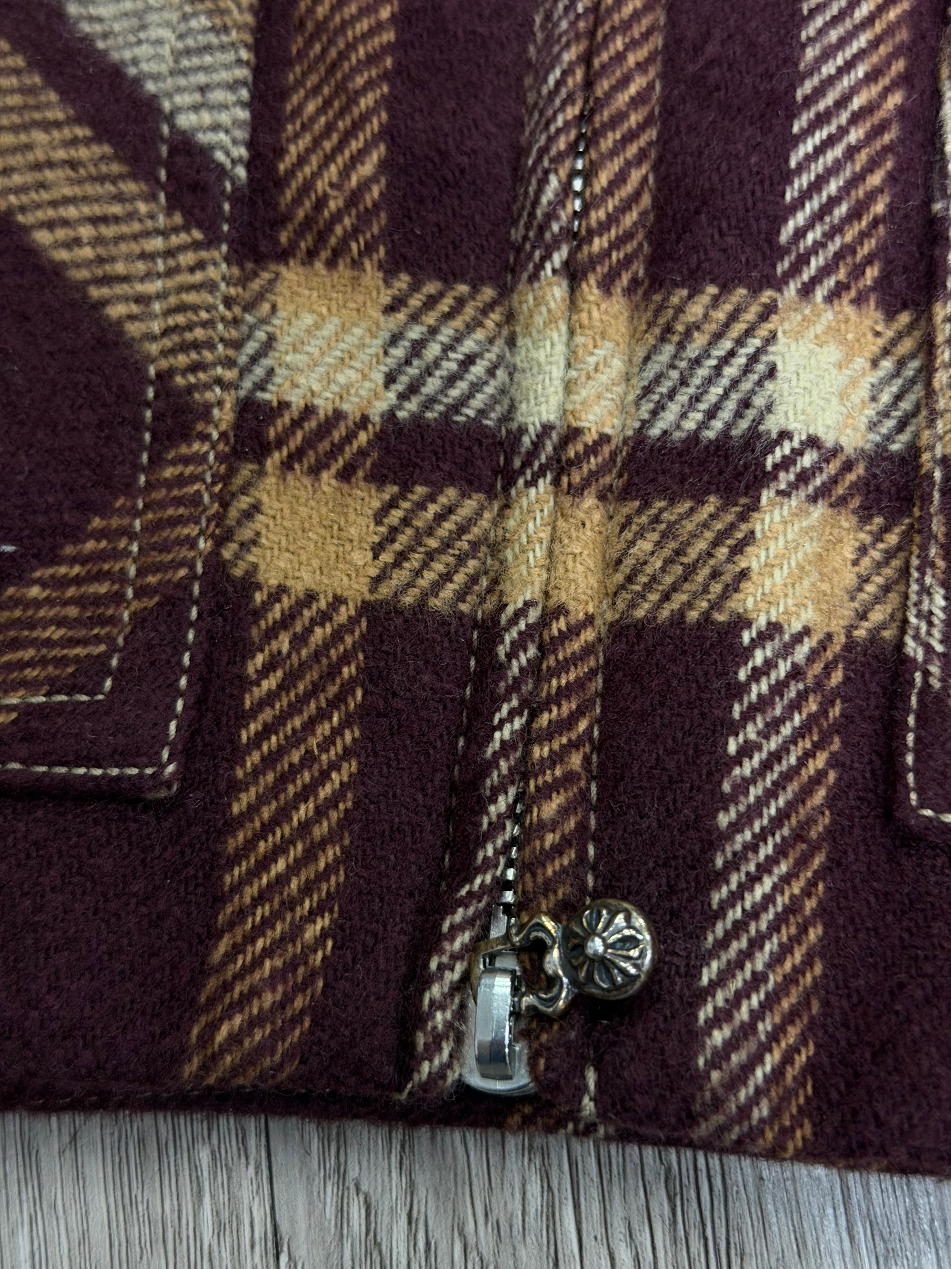 Chrome  Hearts Burgundy Sherpa Fleece Jacket